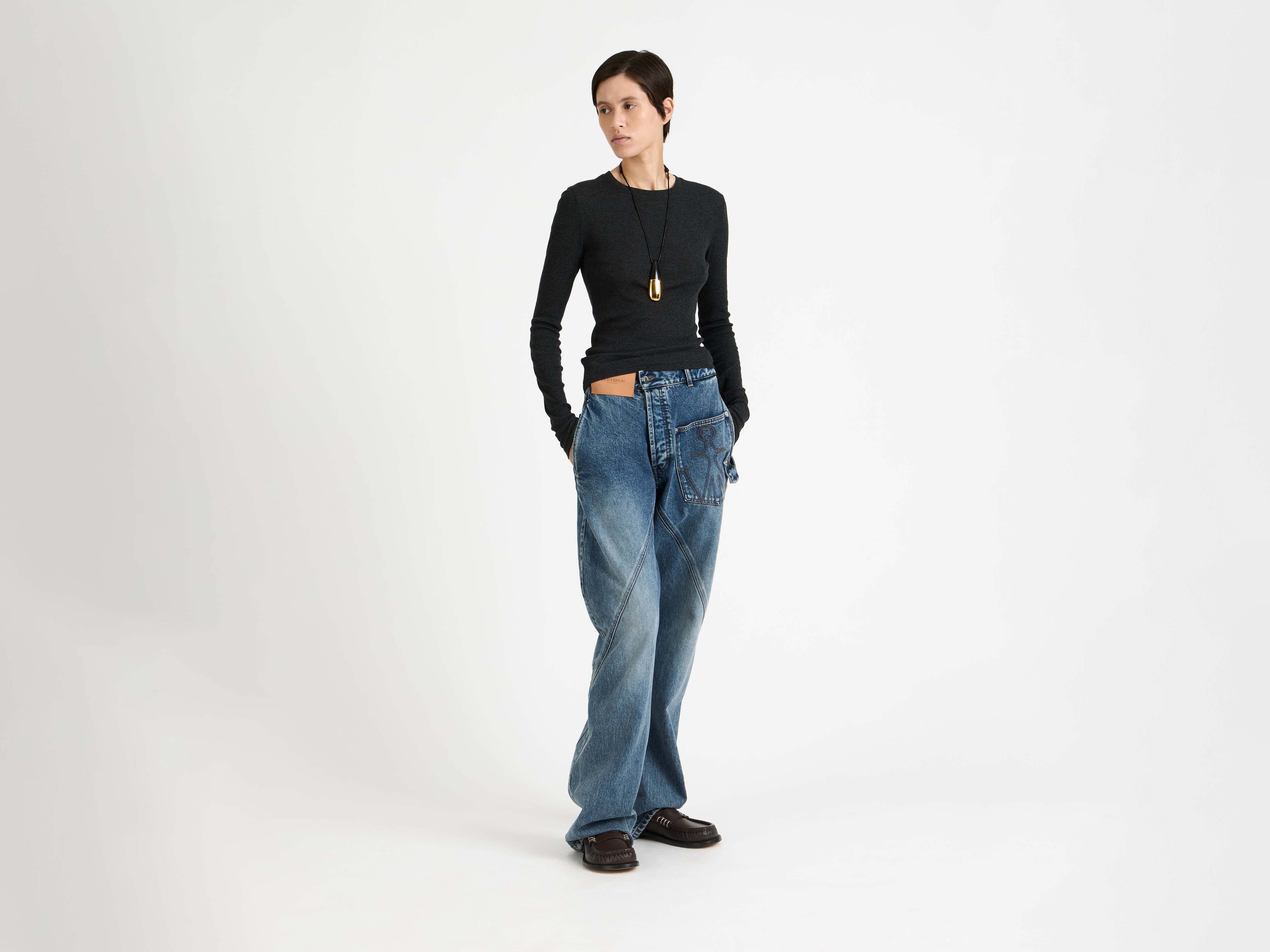 J.W.Anderson Long Sleeve Crew Top Charcoal Melange
