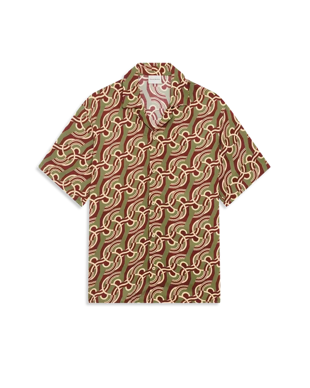 Drôle De Monsieur Chain Link Monogram Hemd Khaki Viskose