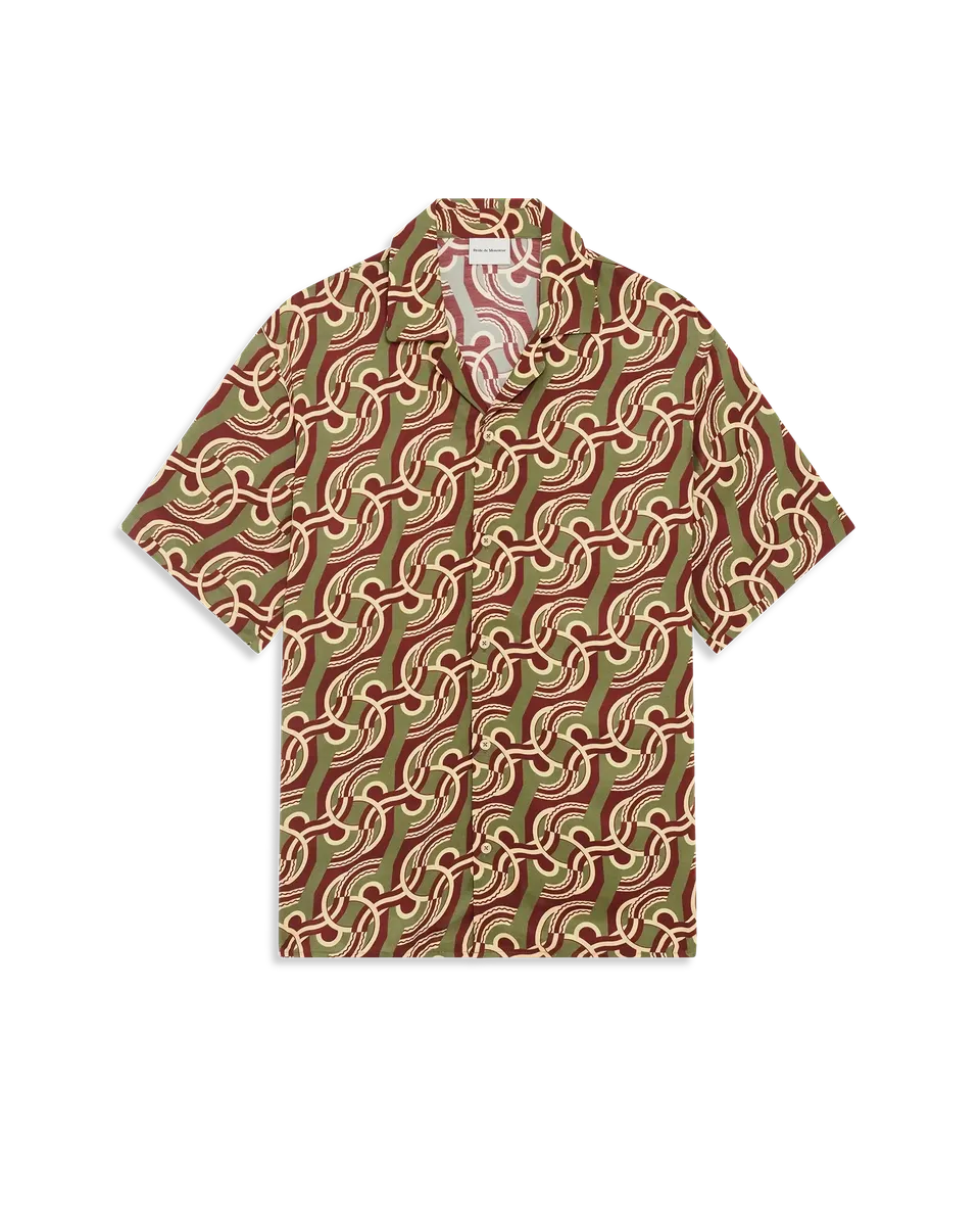 Drôle De Monsieur Chain Link Monogram Hemd Khaki Viskose