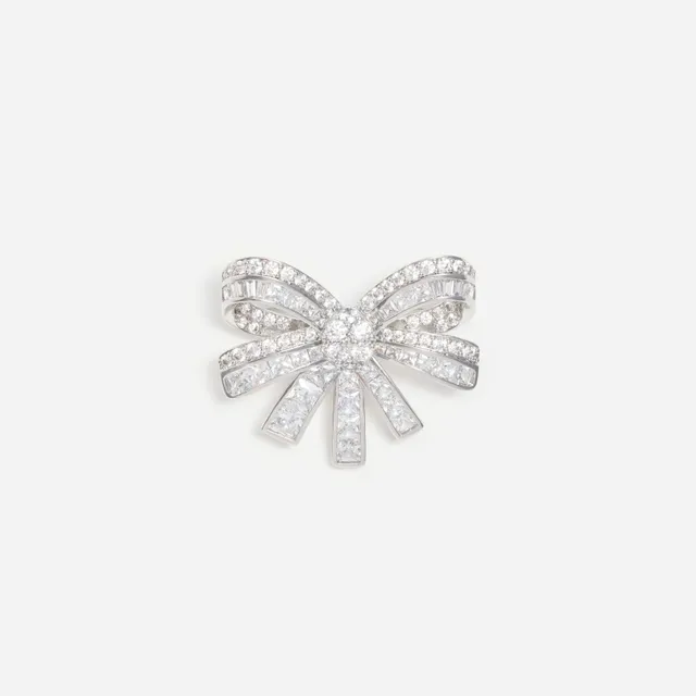 Self Portrait Silver Crystal Bow Brosche Silber Schleife