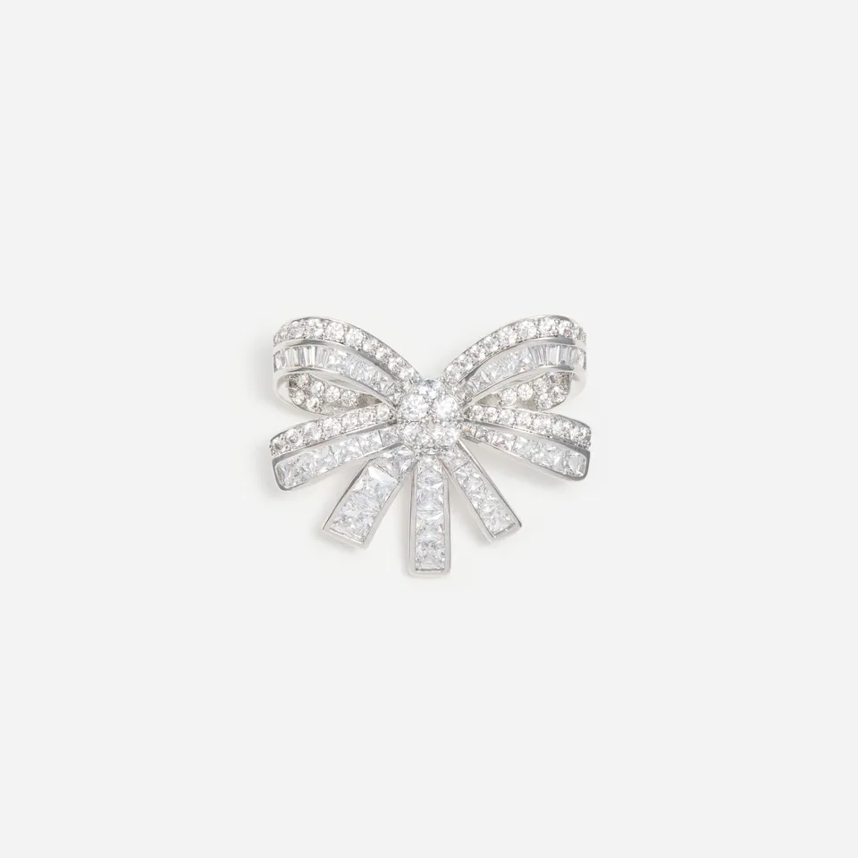 Self Portrait Silver Crystal Bow Brosche Silber Schleife