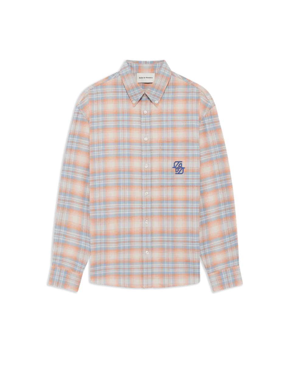 Drôle de Monsieur Boxy Flanellhemd Orange Karo Baumwolle