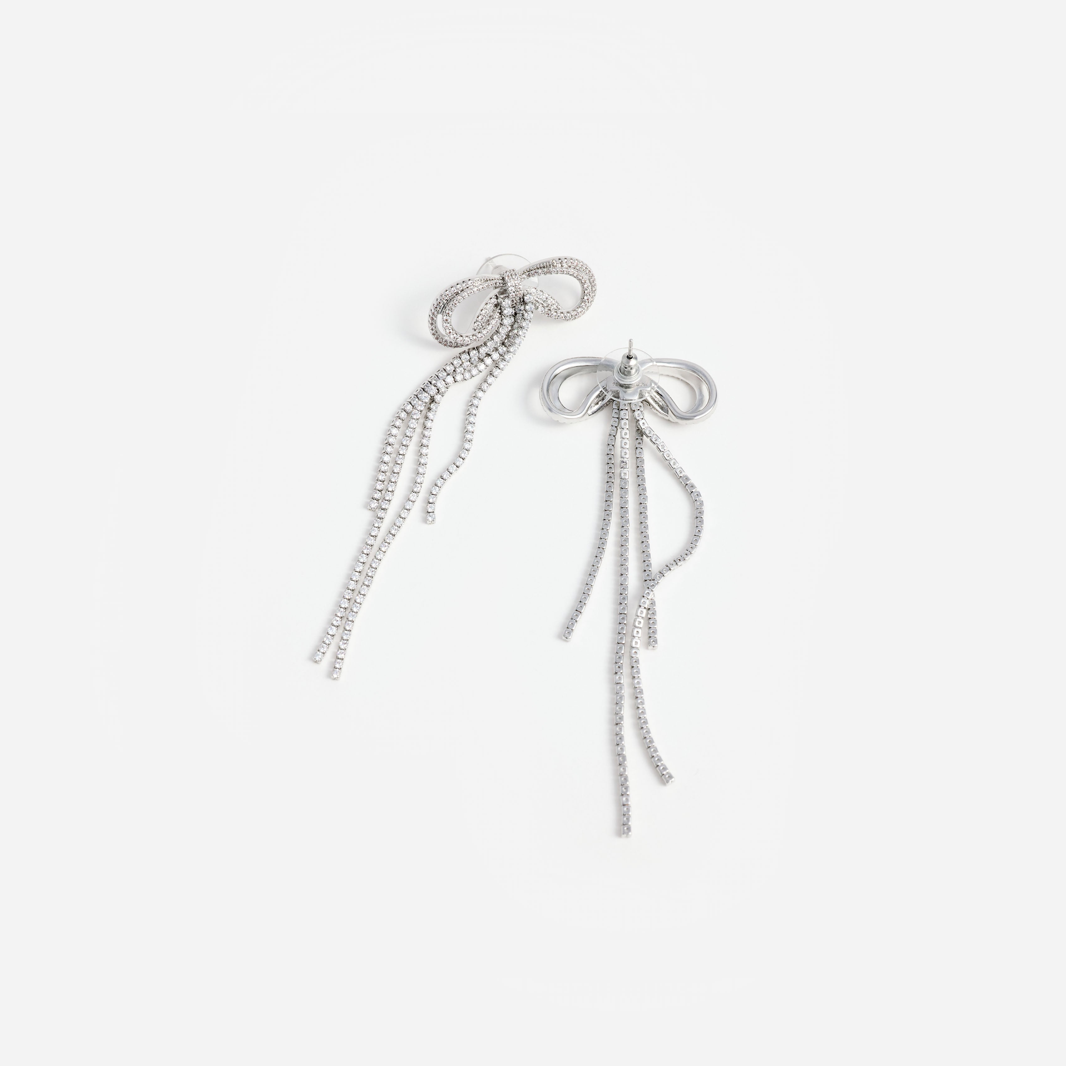 Self-Portrait Double Crystal Bow Ohrringe Silber One Size