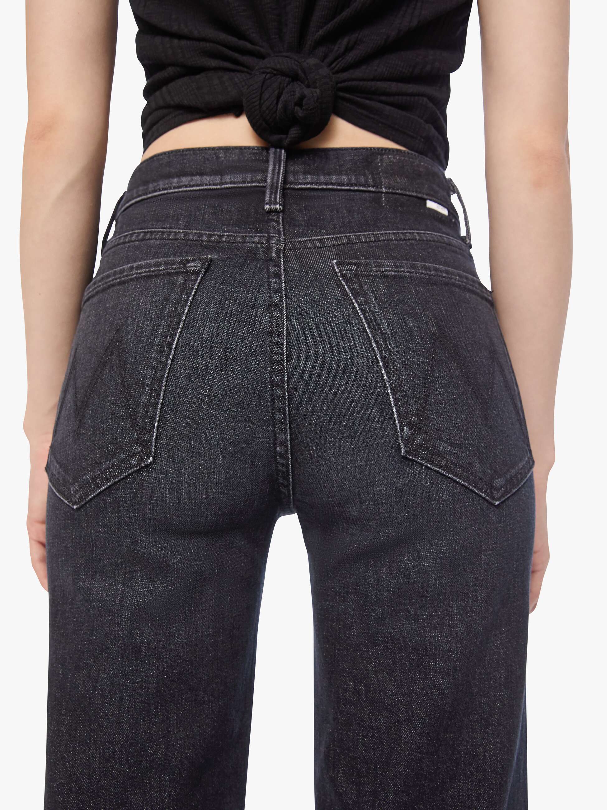 MOTHER Petites The Lil Rambler Zip Sneak Jeans Milkyway