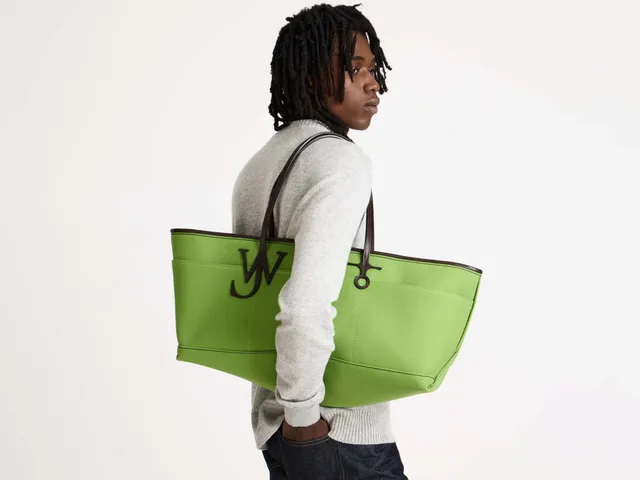 J.W.Anderson Stretch Anchor Tote Grün Canvas Leder