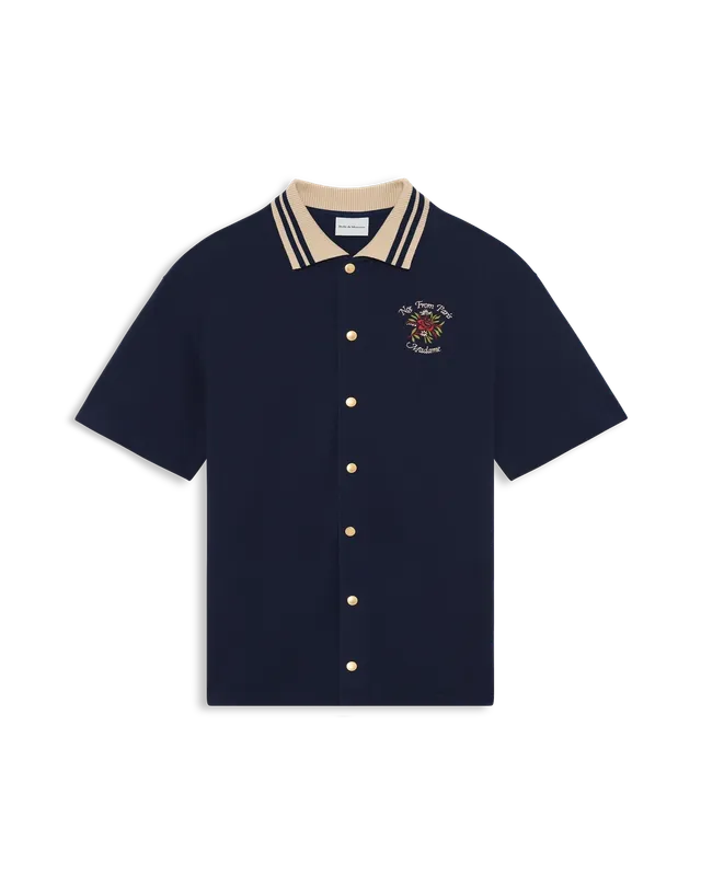Drôle De Monsieur Chemise Slogan Rose Hemd Baumwolle Navy