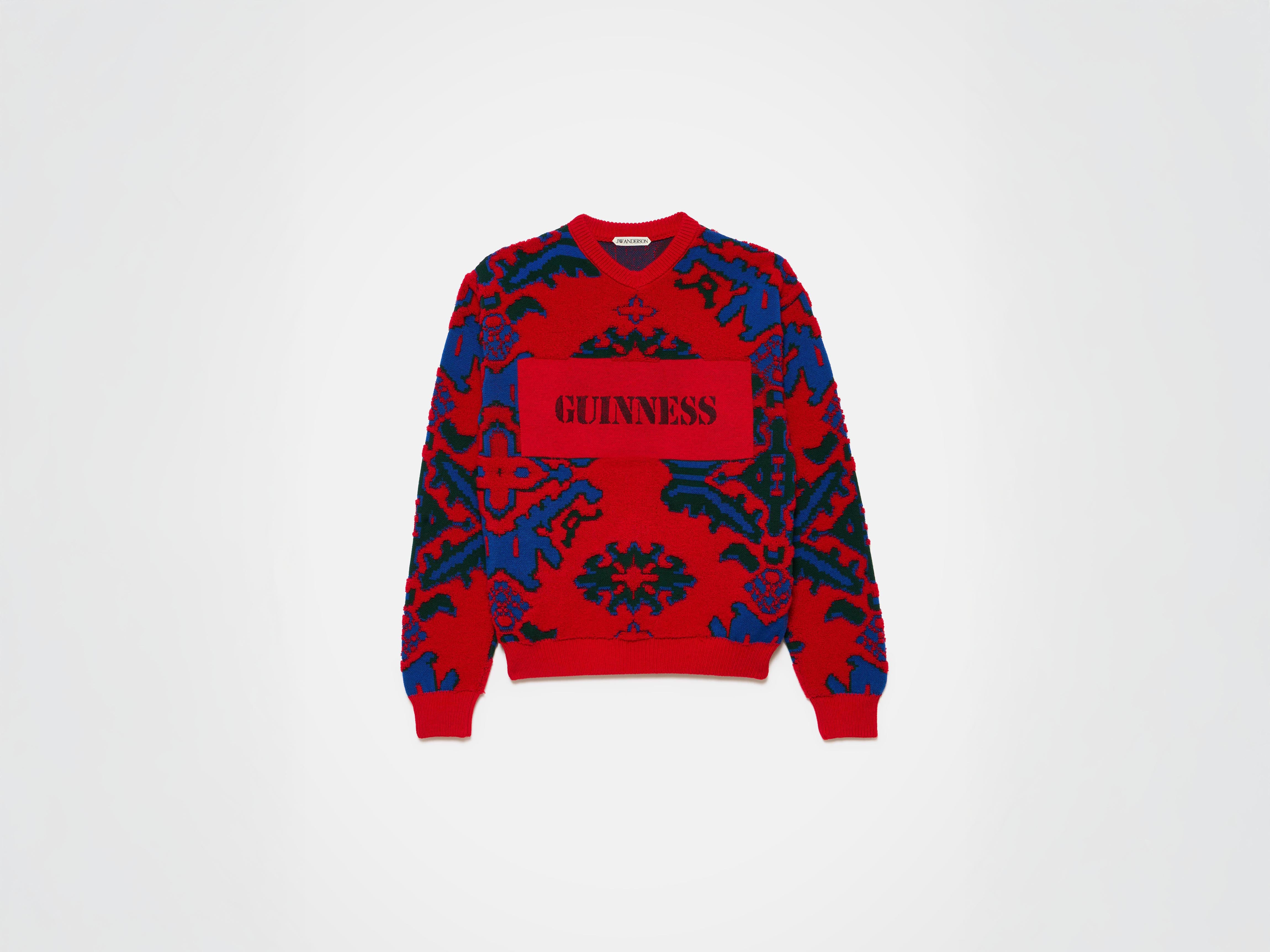 JW Anderson Guinness Carpet Jumper Strickpullover Navy Rot Wolle