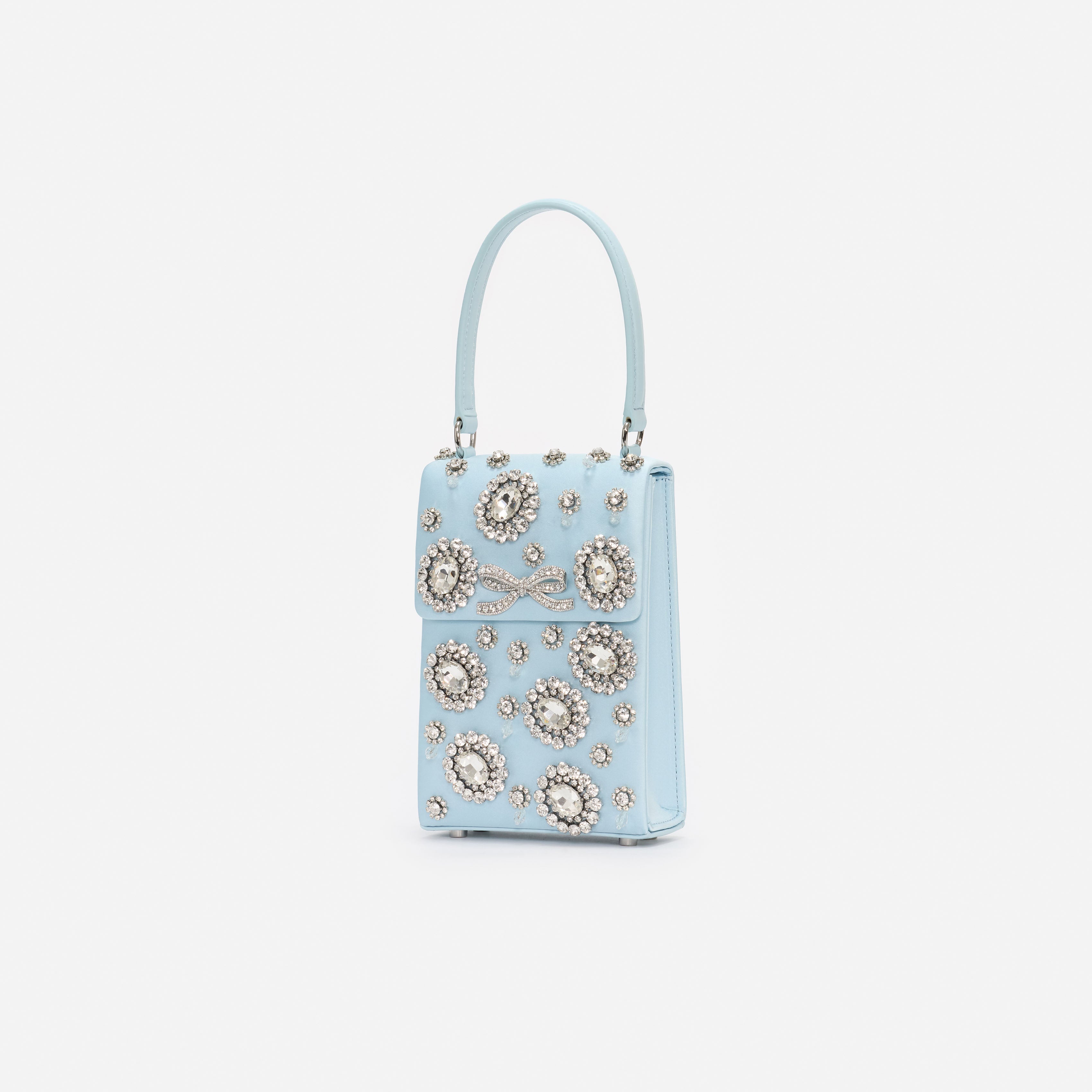 Self Portrait Blue Satin Crystal Mini Tasche blau