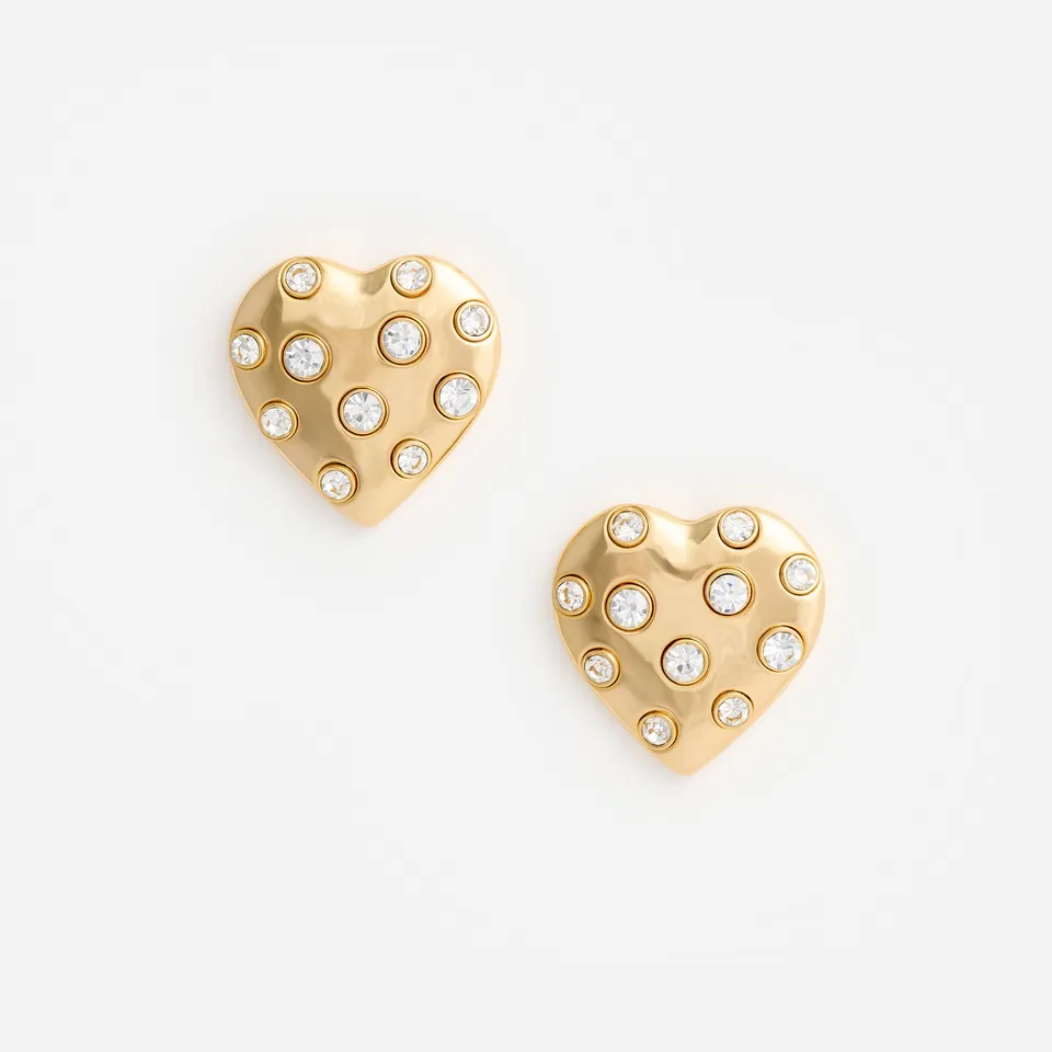Self Portrait Gold Crystal Heart Ohrringe Herz Kristall