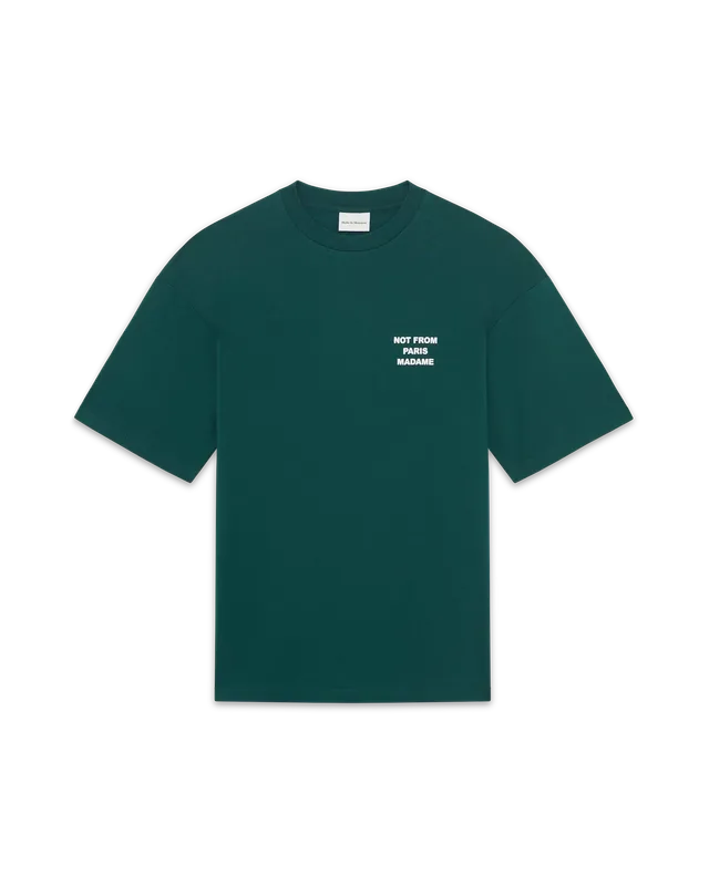 Drôle De Monsieur Le T-Shirt Slogan T-Shirt Dunkelgrün Baumwolle