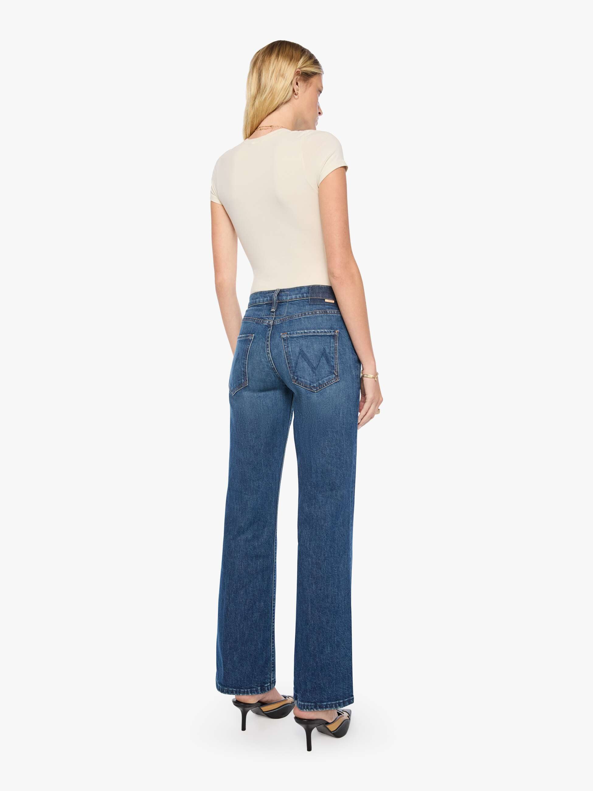 Mother The Bookie Sneak Buckaroo Bootcut Jeans Mittelblau