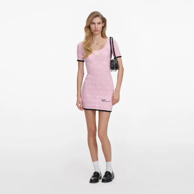 Self Portrait Dresses Pink Pointelle Knit Mini Kleid Rosa