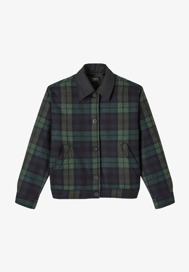 A.P.C. karierte Jacke Marineblau Boxy-Fit Hornknöpfe
