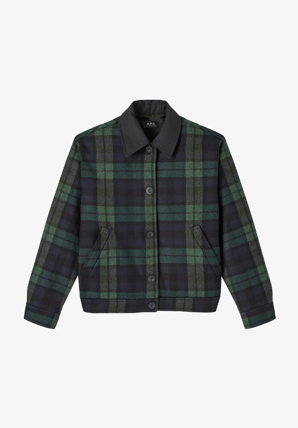 A.P.C. karierte Jacke Marineblau Boxy-Fit Hornknöpfe