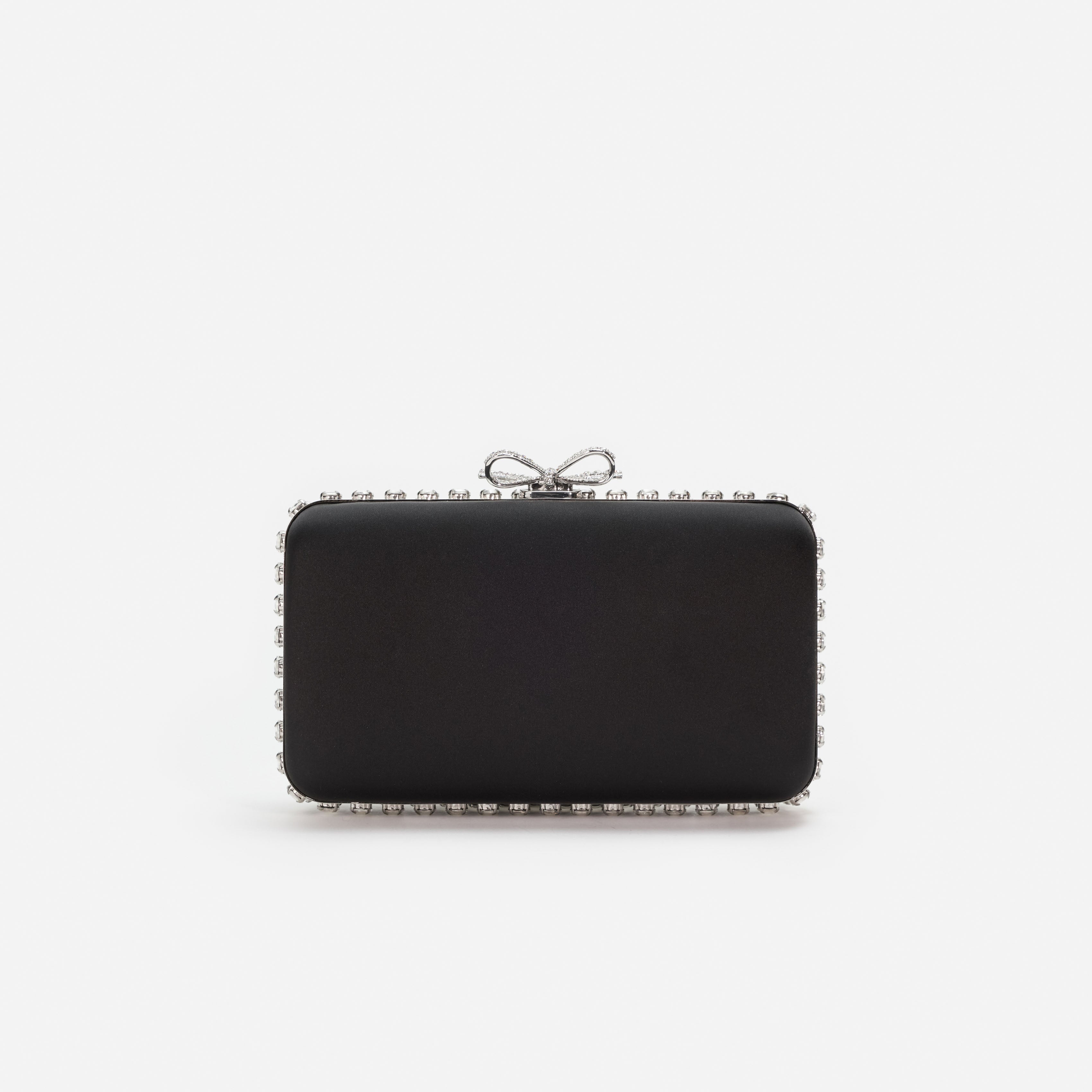 Self Portrait Black Satin Crystal Clutch Tasche Schwarz One Size