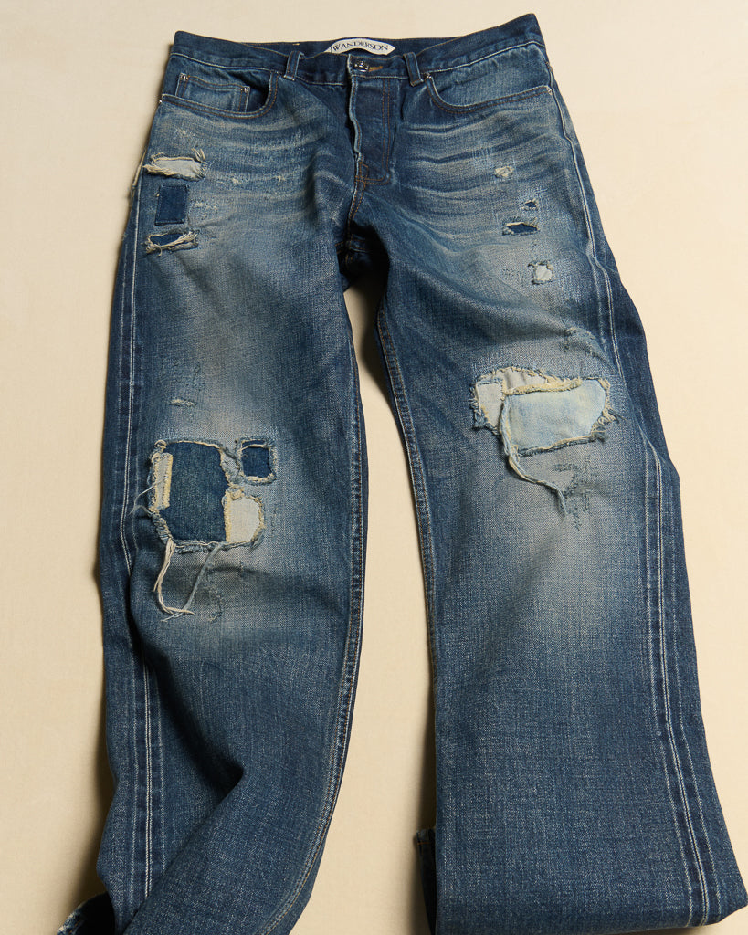 J.W.Anderson Jeans Straight Leg Jeans Herren Dunkelblau Selvedge