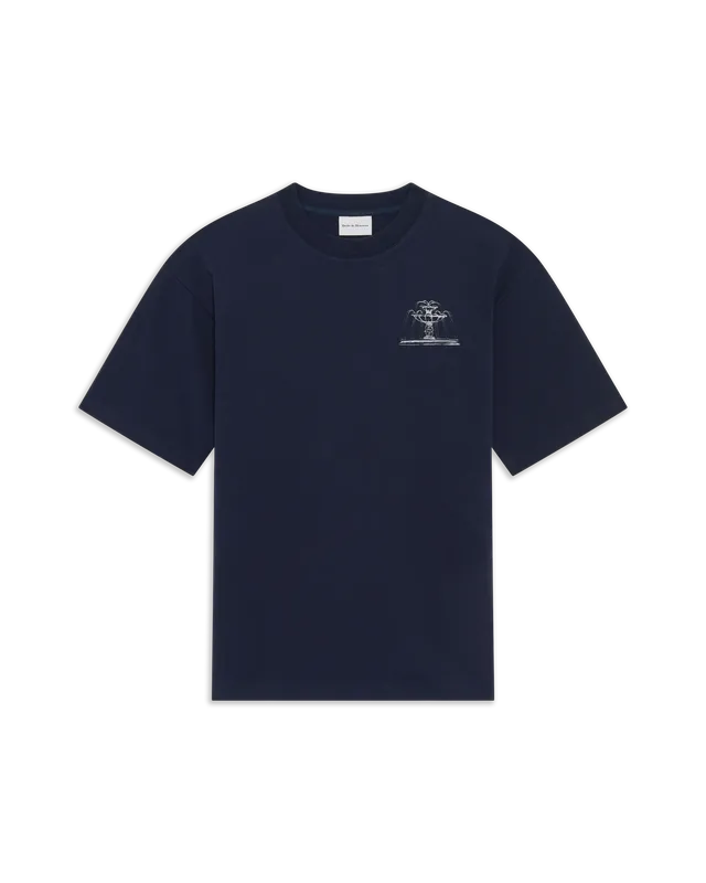 Drôle De Monsieur Fountain Print T-Shirt navy Baumwolle Print