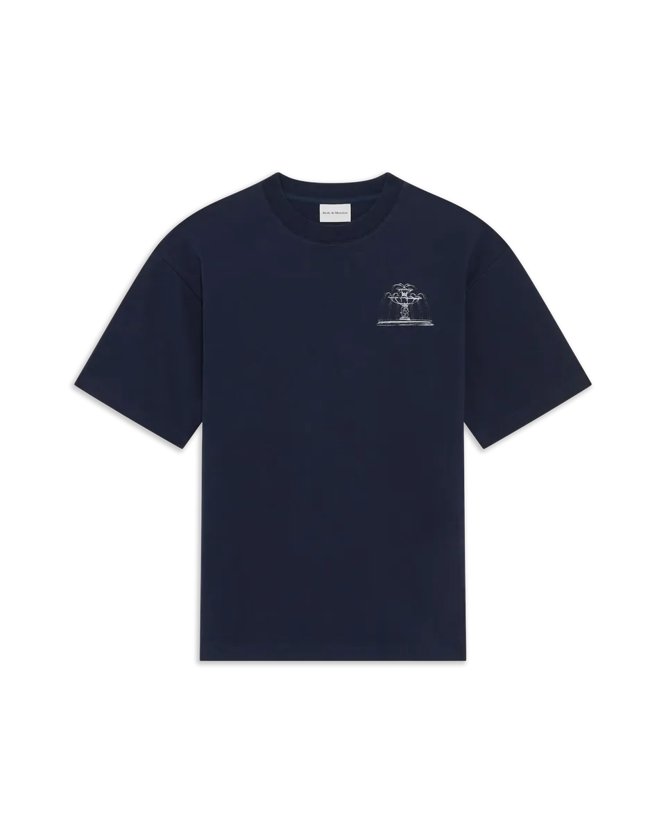 Drôle De Monsieur Fountain Print T-Shirt navy Baumwolle Print