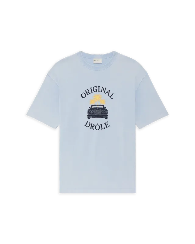 Drôle De Monsieur Washed Car Palms T-Shirt Hellblau M