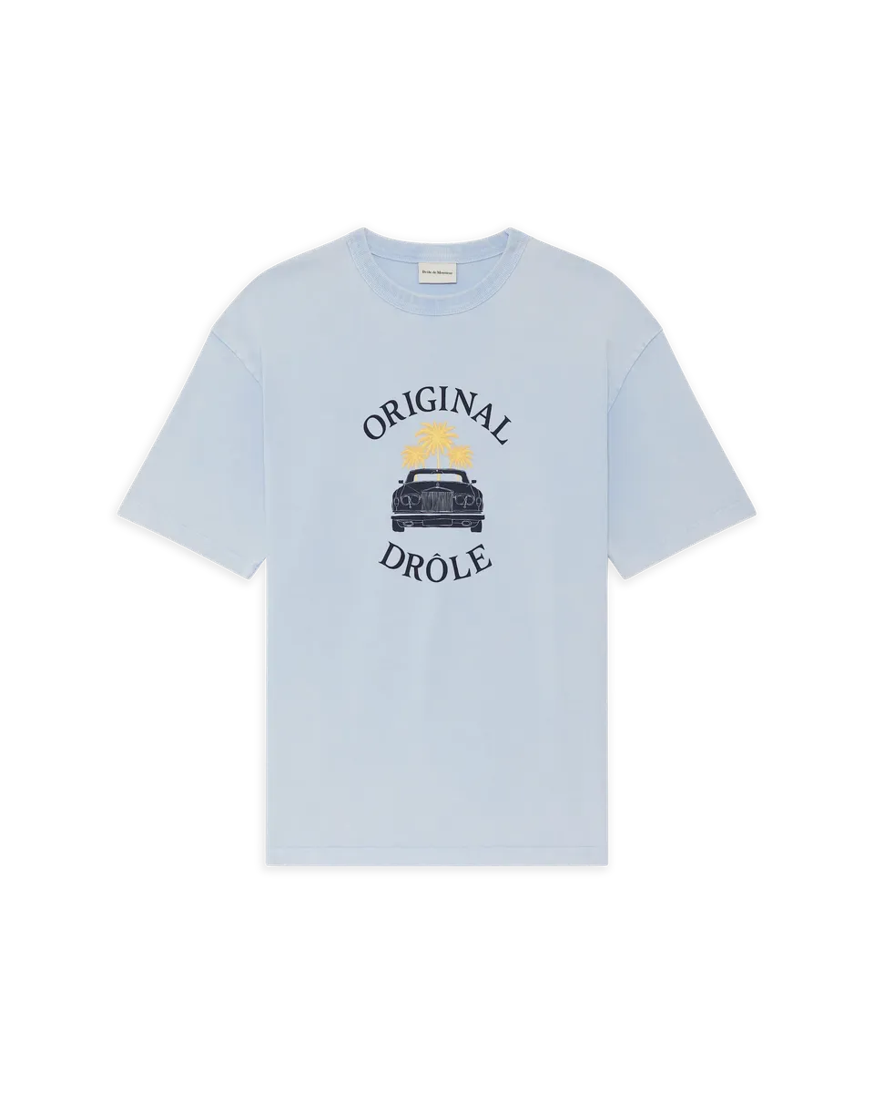 Drôle De Monsieur Washed Car Palms T-Shirt Hellblau M