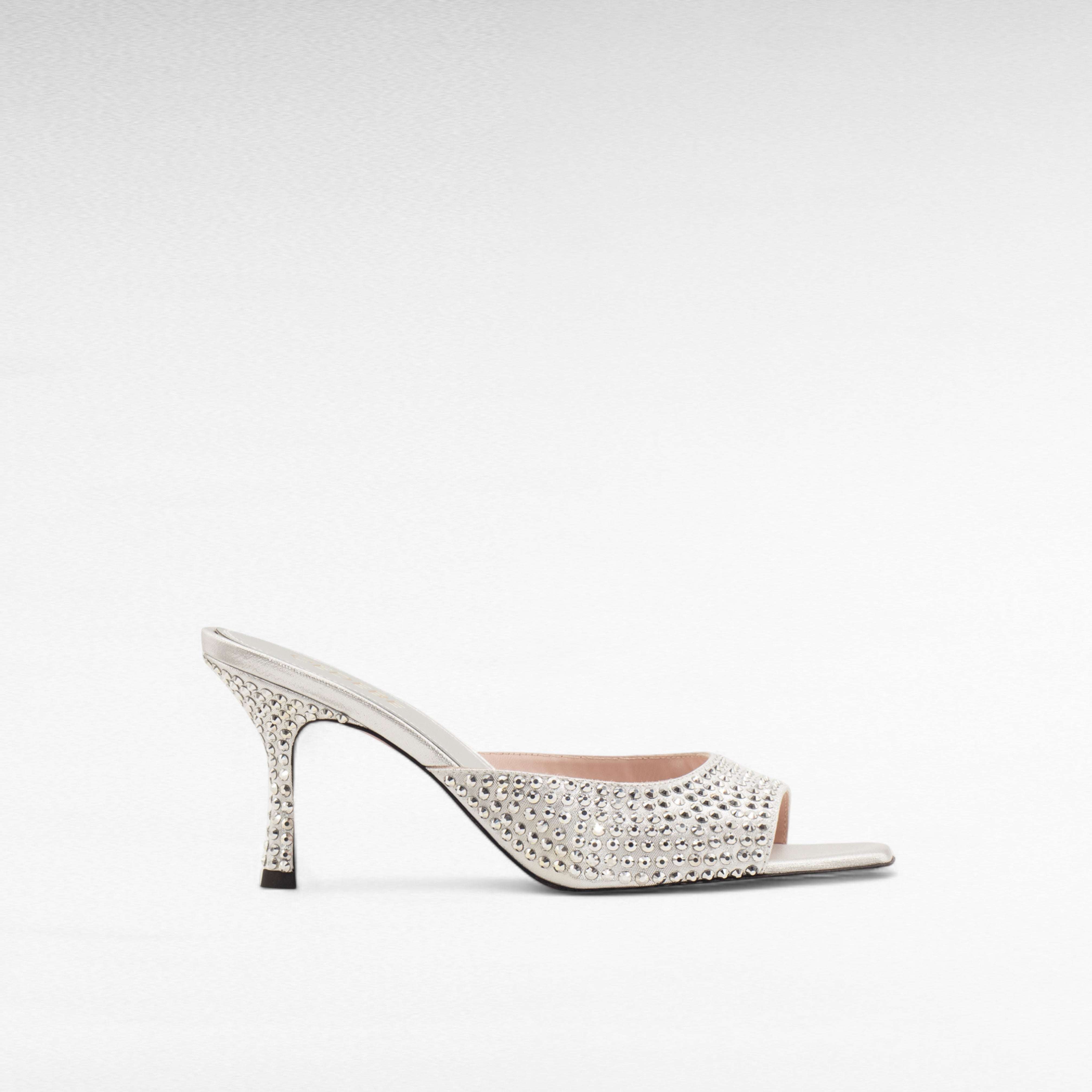 Gedebe Dita Mule Pantolette Silber Strass