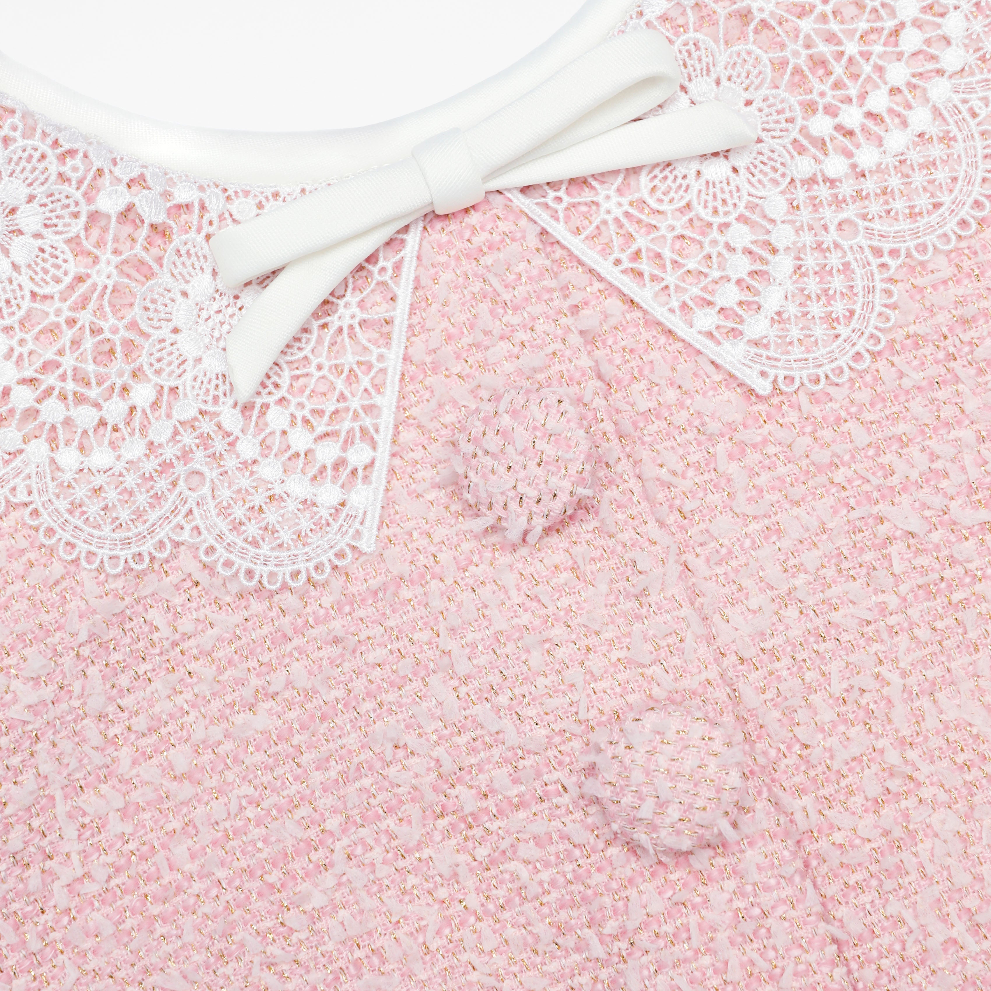 Self Portrait Pink Boucle Lace Collar Minikleid Pink UK 8