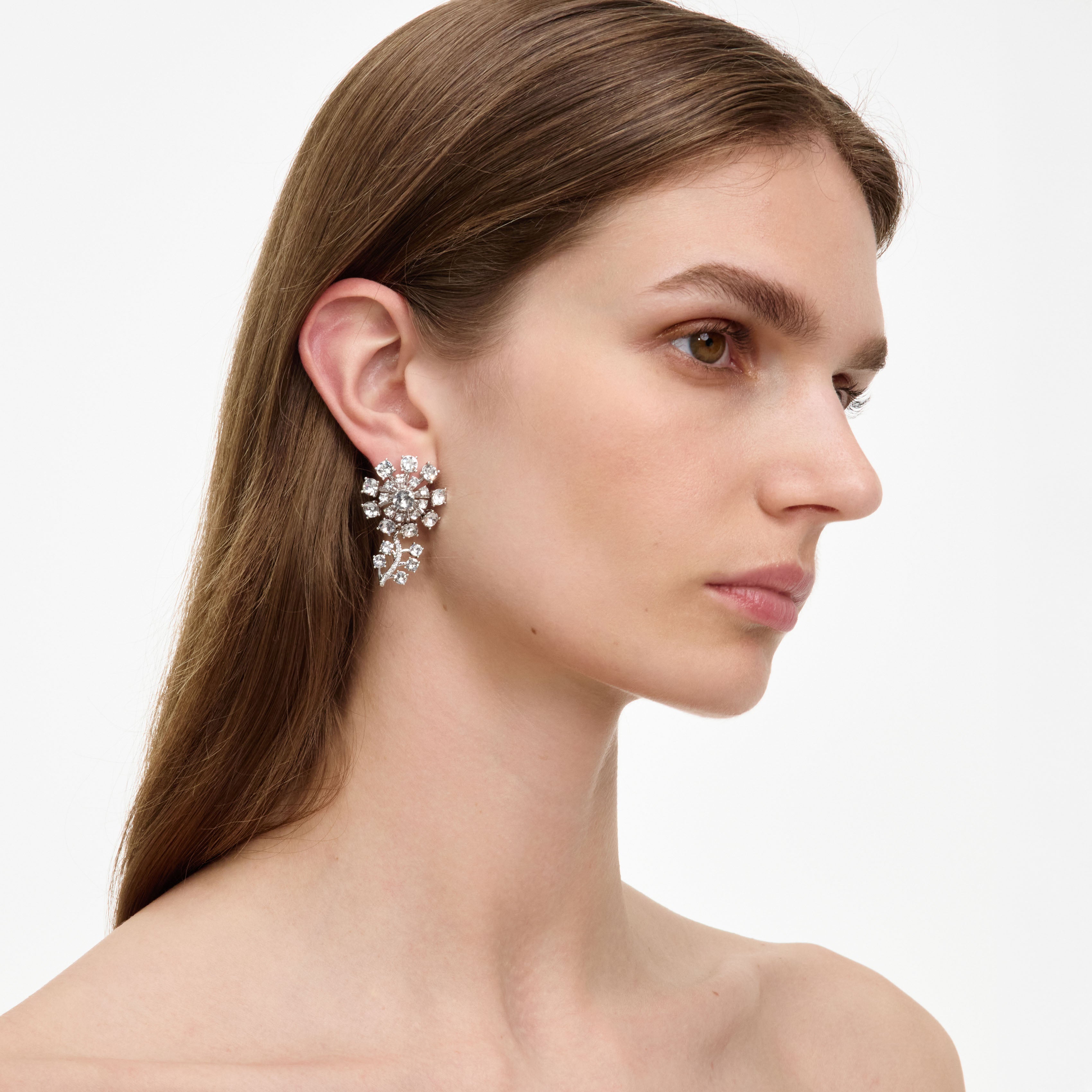 Self Portrait Small Silver Flower Crystal Ohrringe Silber