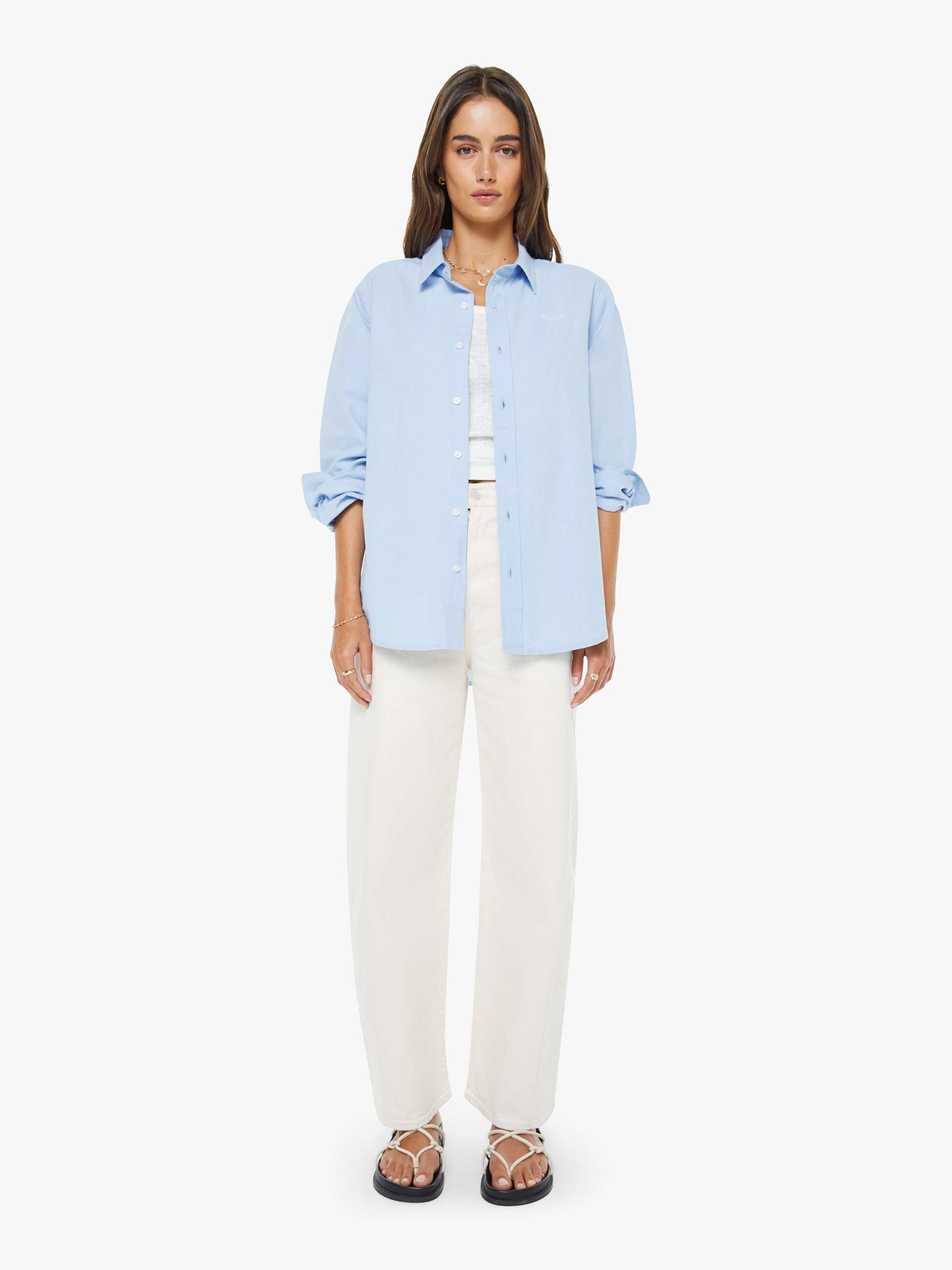 Mother The Bestie Hemd Light Blue Hellblau Baumwolle