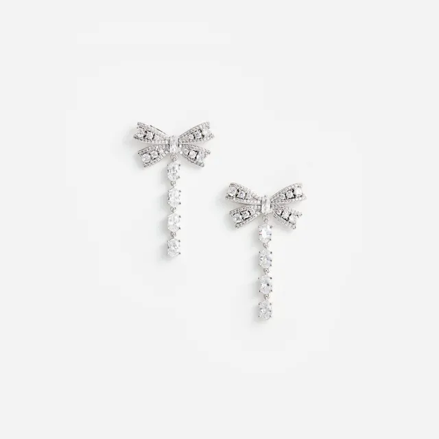Self Portrait Crystal Bow Tropfen Ohrringe silber One Size