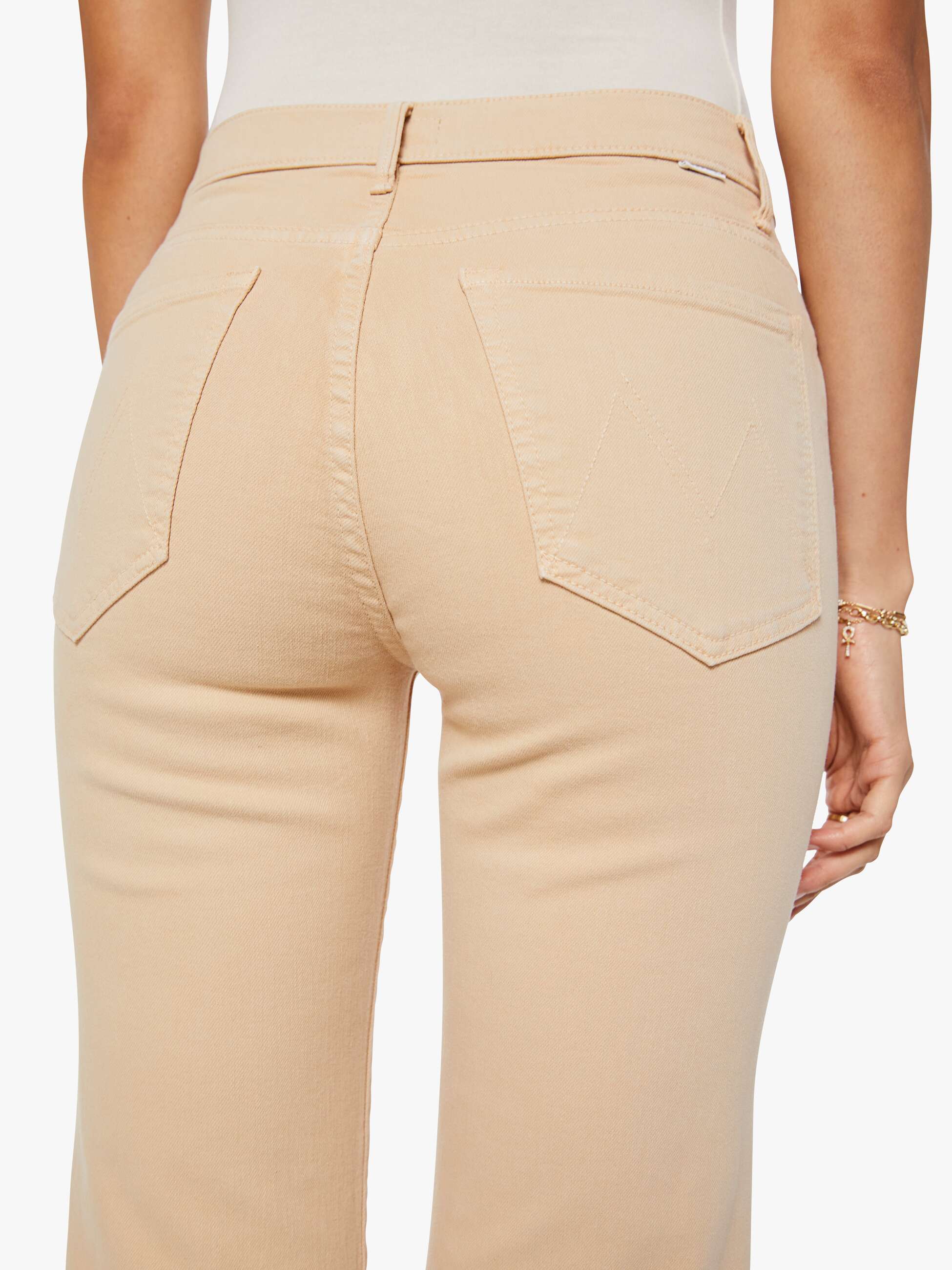 Mother Denim The Kick It Jeans Almond Buff beige High-Rise