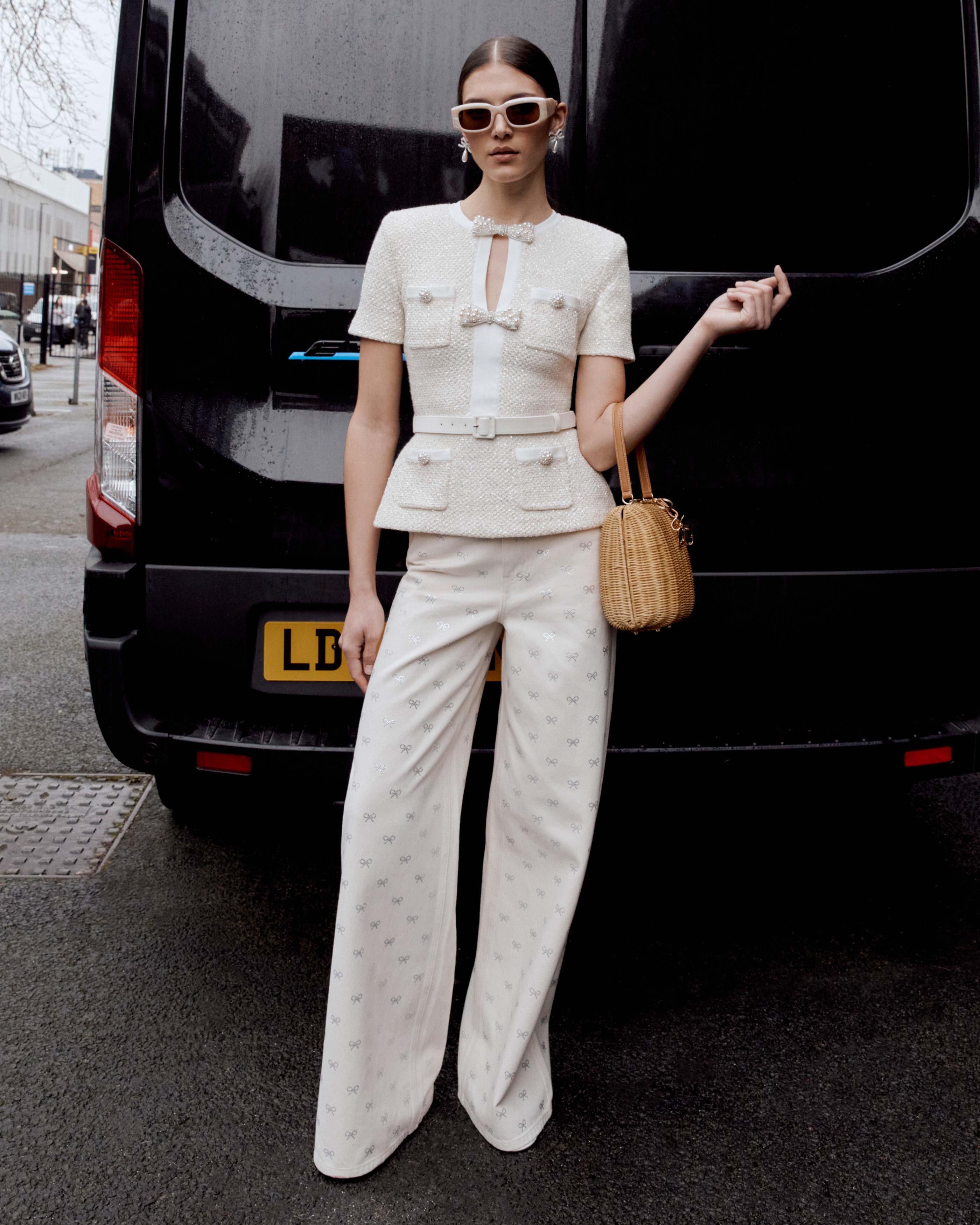 Self Portrait Knitwear Cream Sequin Strick-Top Creme S Pailletten