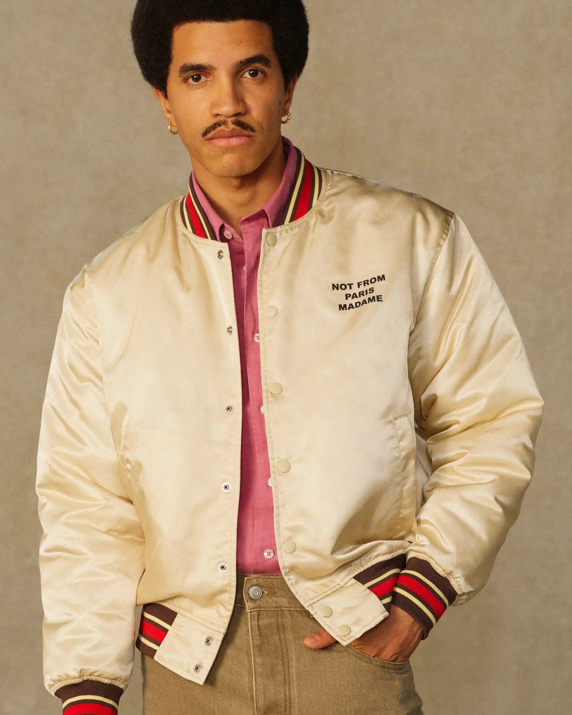 Drôle De Monsieur Slogan Nylon Bomber Blouson Off White