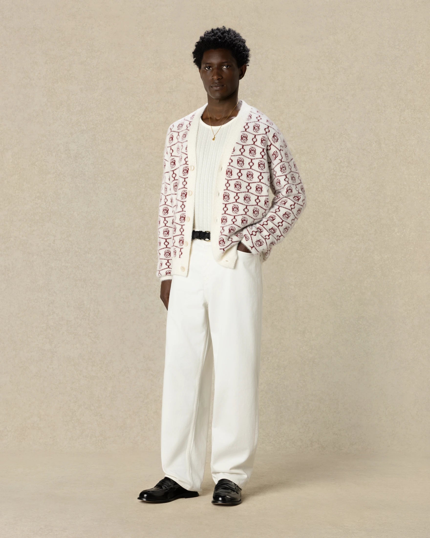 Drôle De Monsieur D Mirror Cardigan Offwhite Monogramm