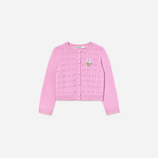Self Portrait Pink Bow Pointelle Strickjacke rosa Age 5/6