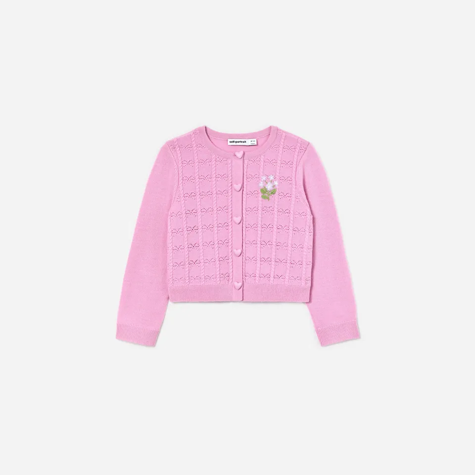Self Portrait Pink Bow Pointelle Strickjacke rosa Age 5/6