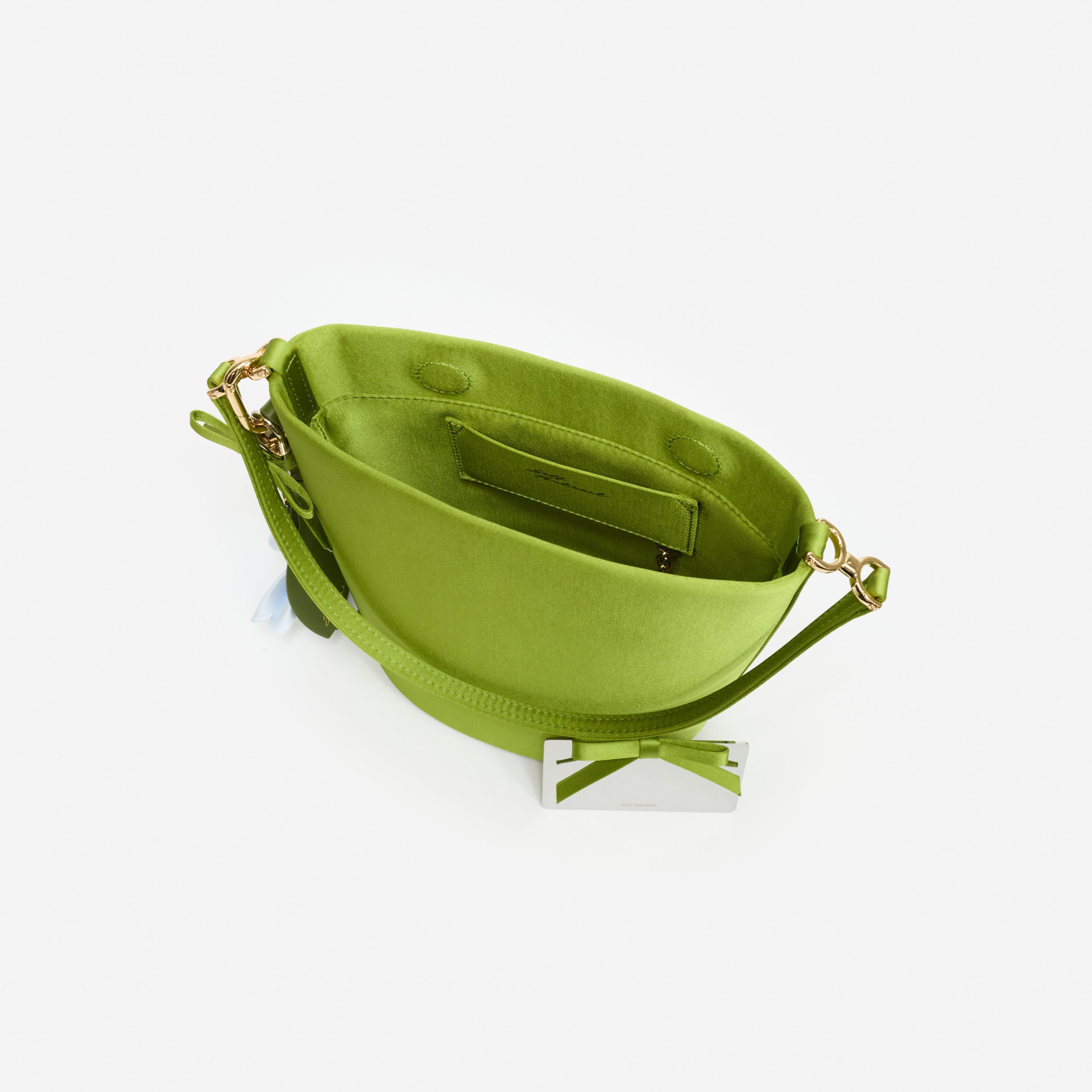 Self Portrait Green Satin Bucket Bag Tasche grün Satin