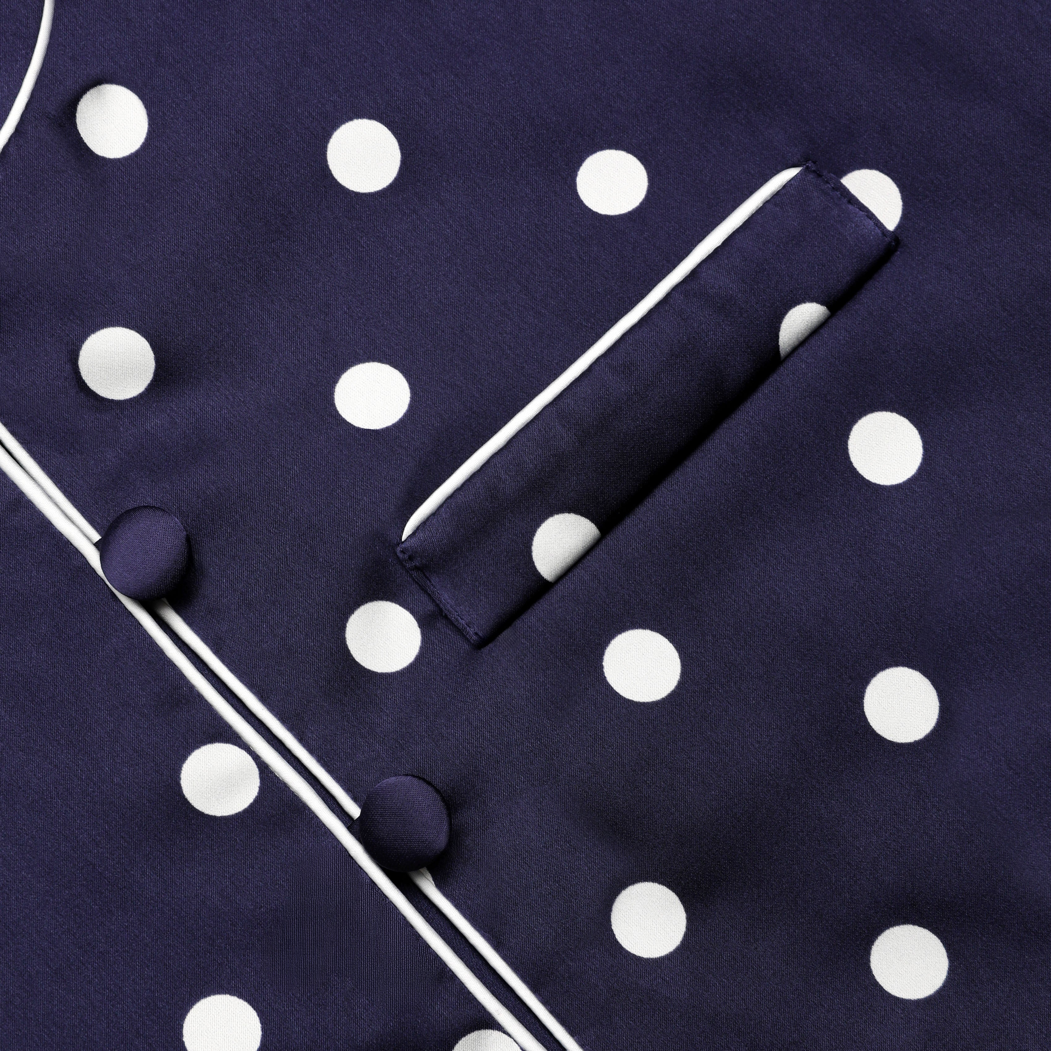 Self Portrait Navy Polka Dot Satin Top blau UK 8