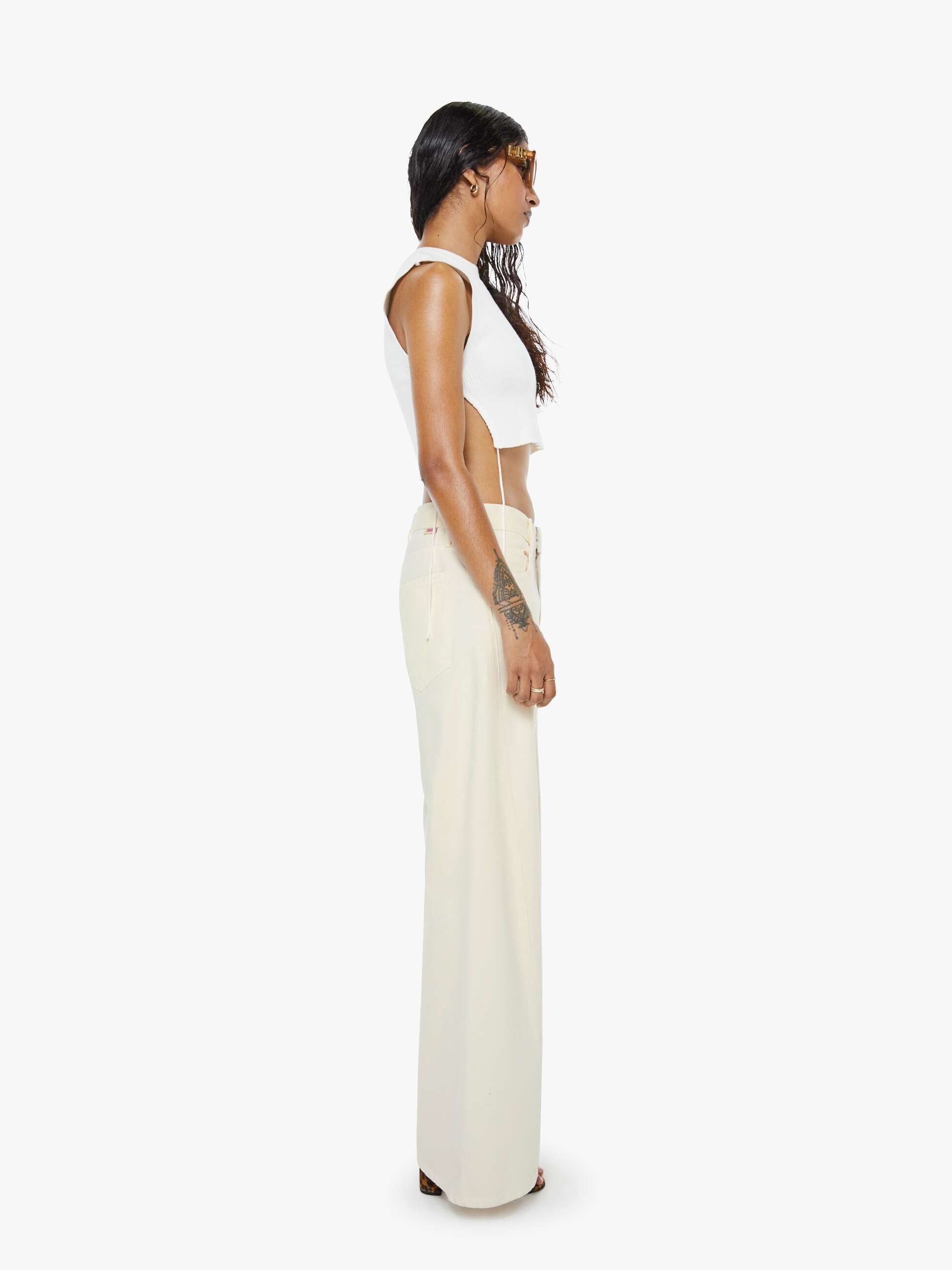 Mother Lil Lemon Twist Sneak Petite Jeans Natural Cremeweiss