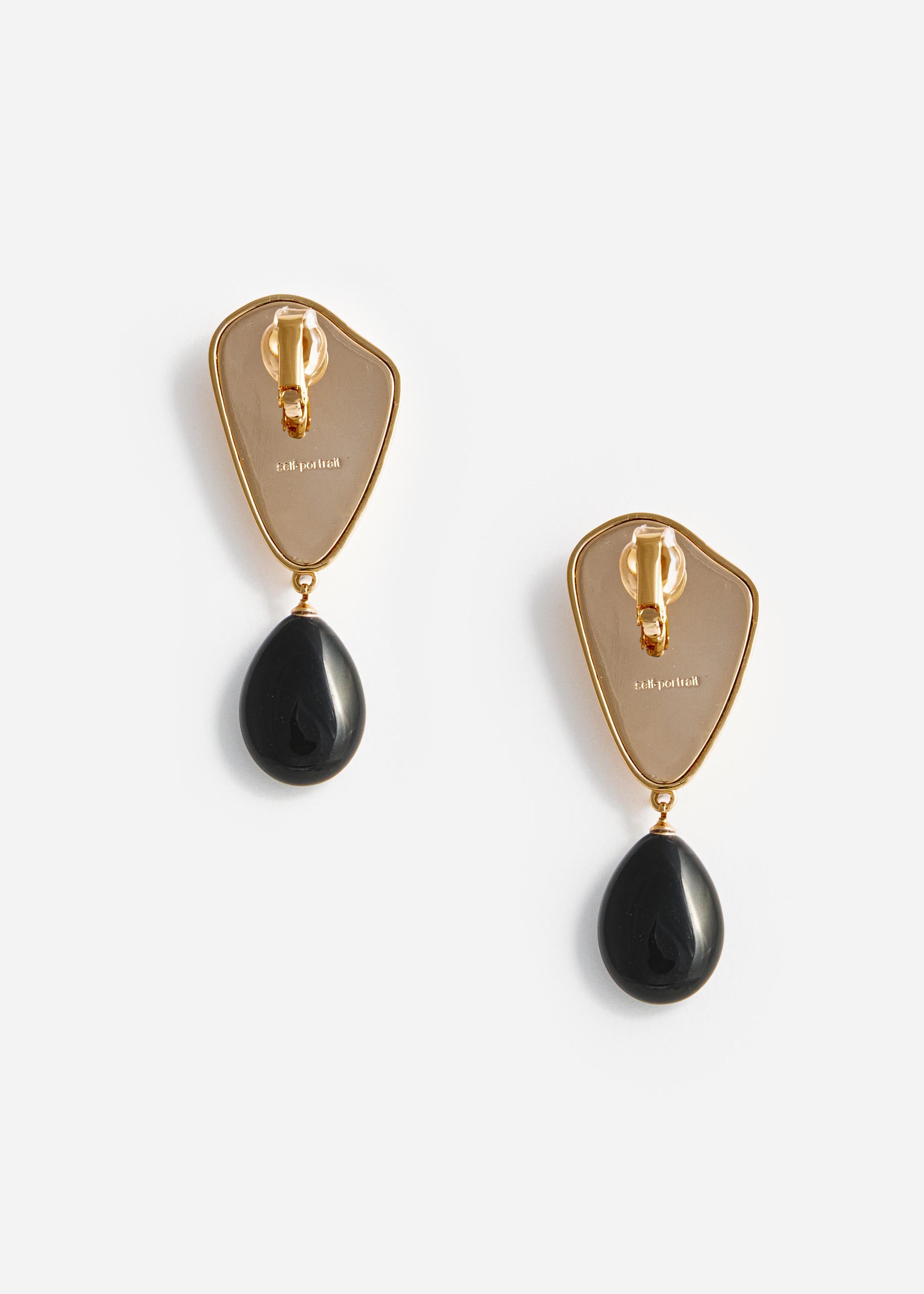 Self Portrait Gold Droplet Ohrringe Gold Schwarz 7,1cm