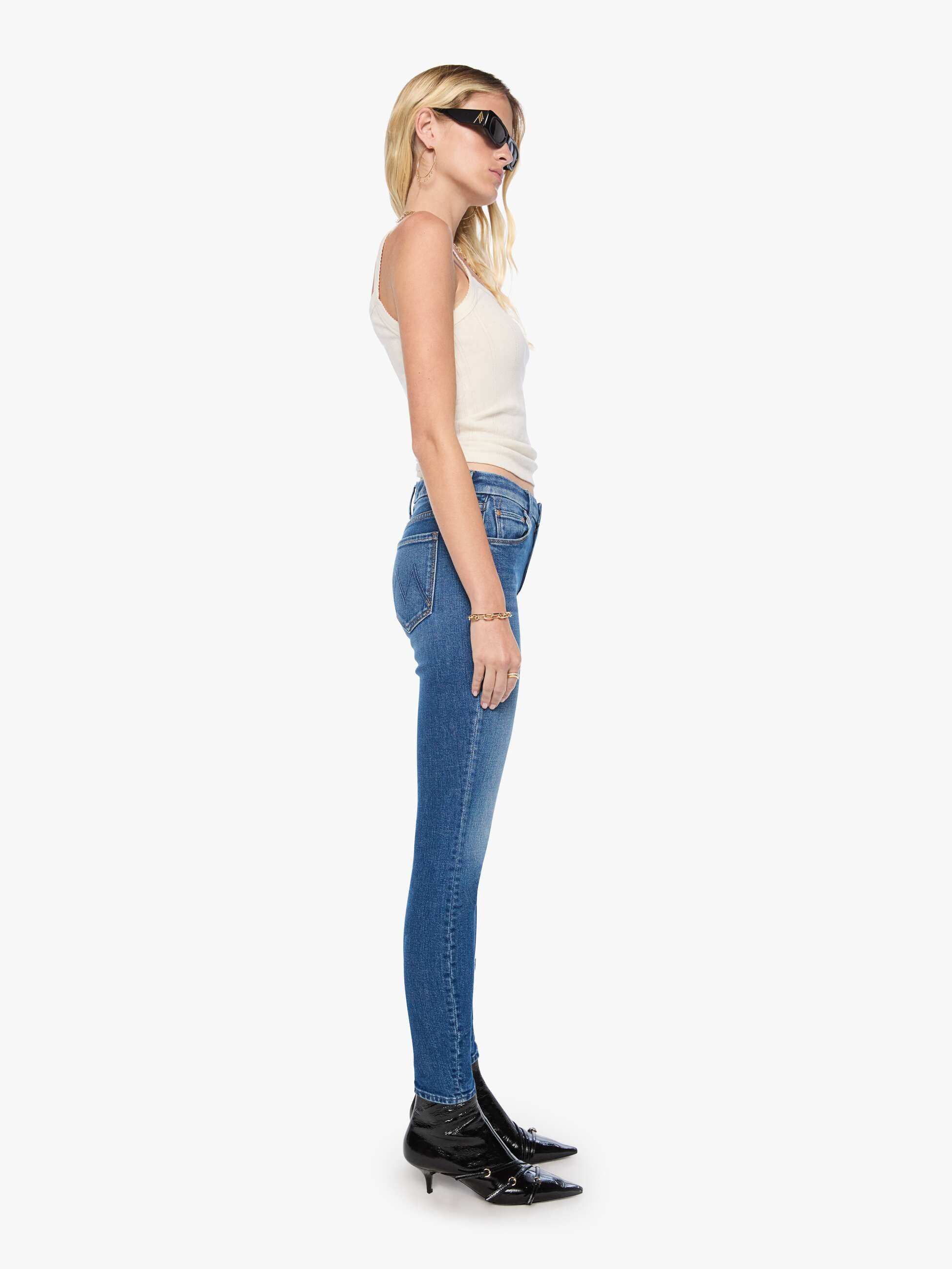 Mother Looker Spare Me The Drama Jeans Mittelblau Skinny