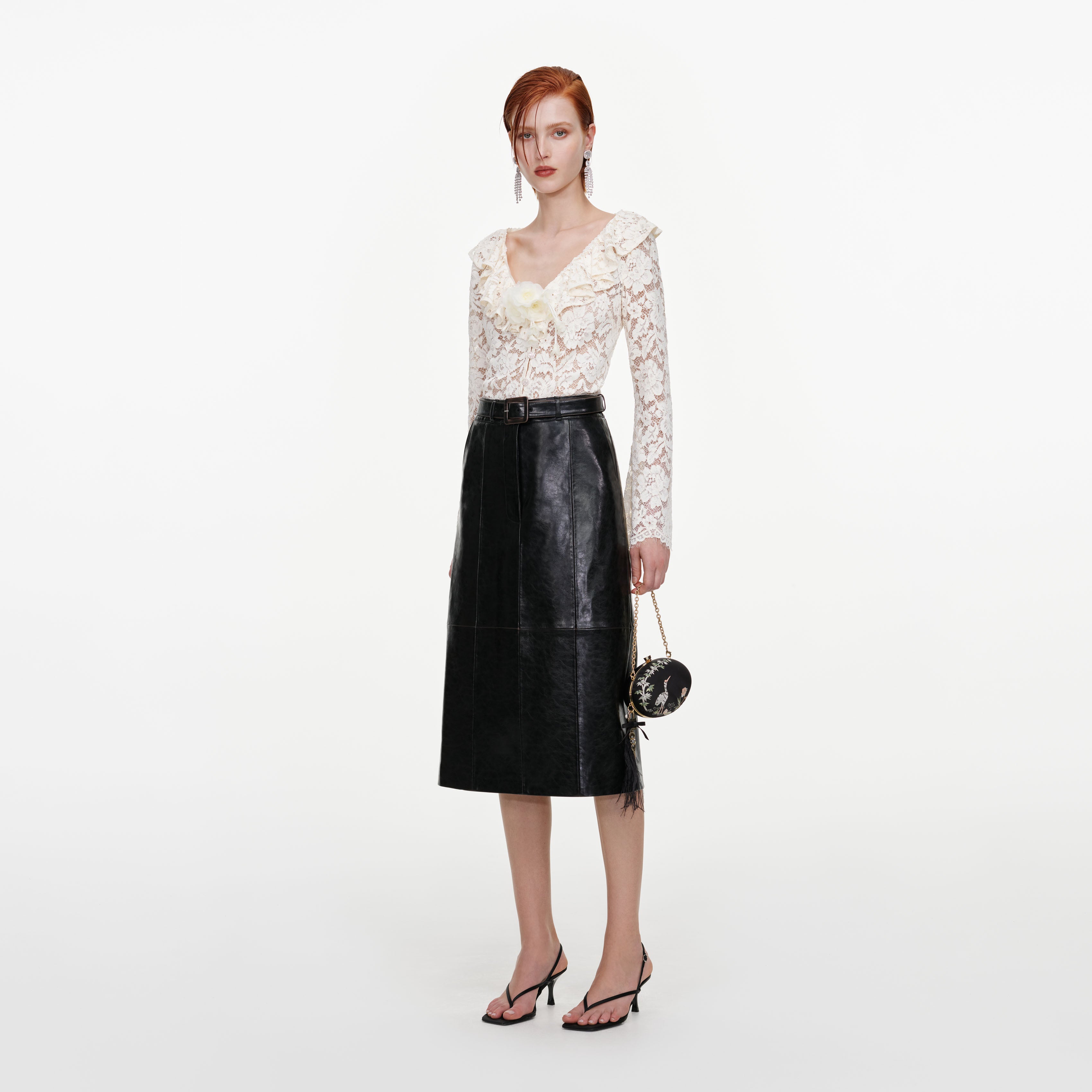 Self Portrait Cream Lace Frill Top UK 8 Creme Spitze
