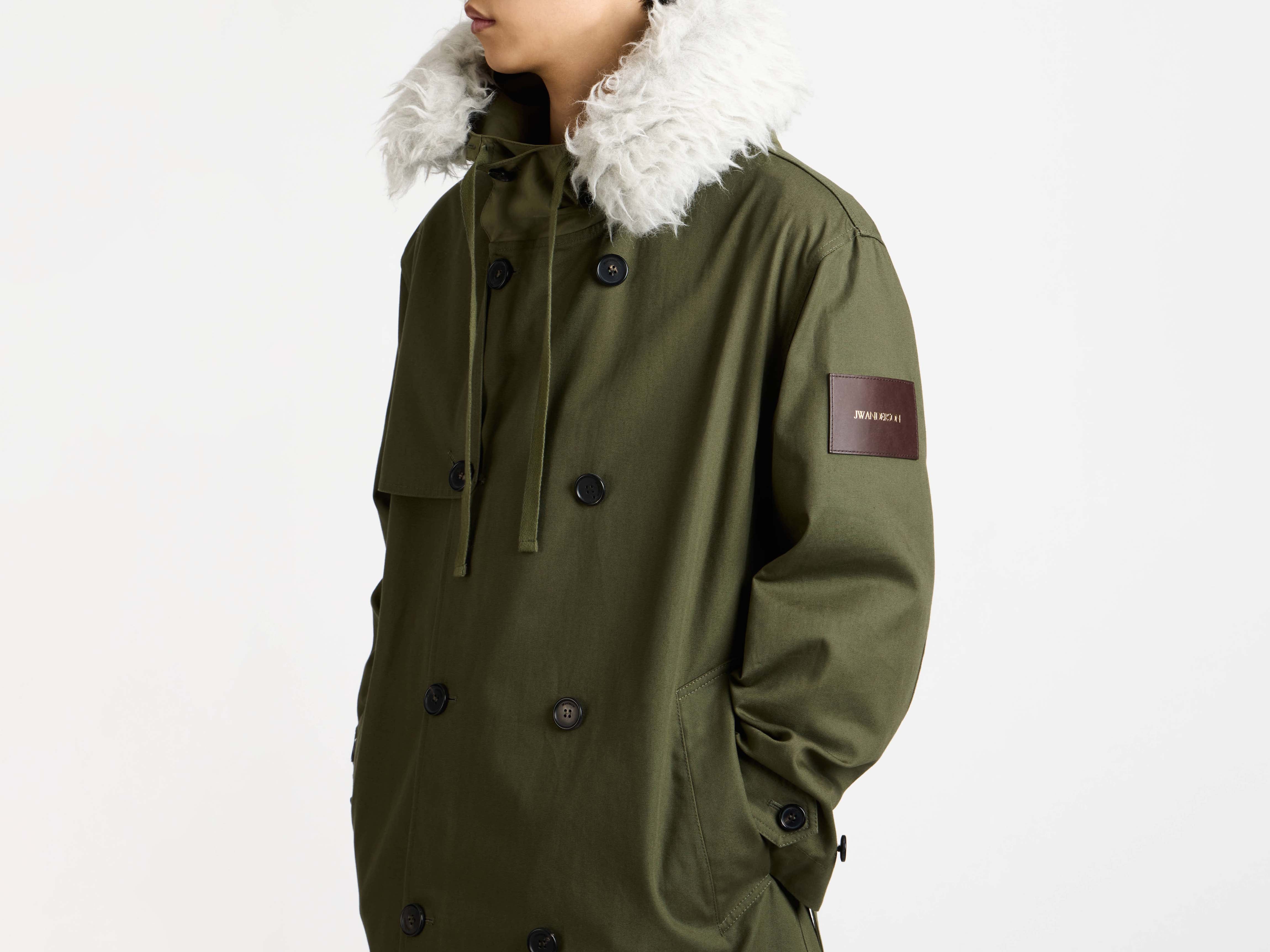 J.W.Anderson Double Breasted Parka Mantel Hunter Green Wolle