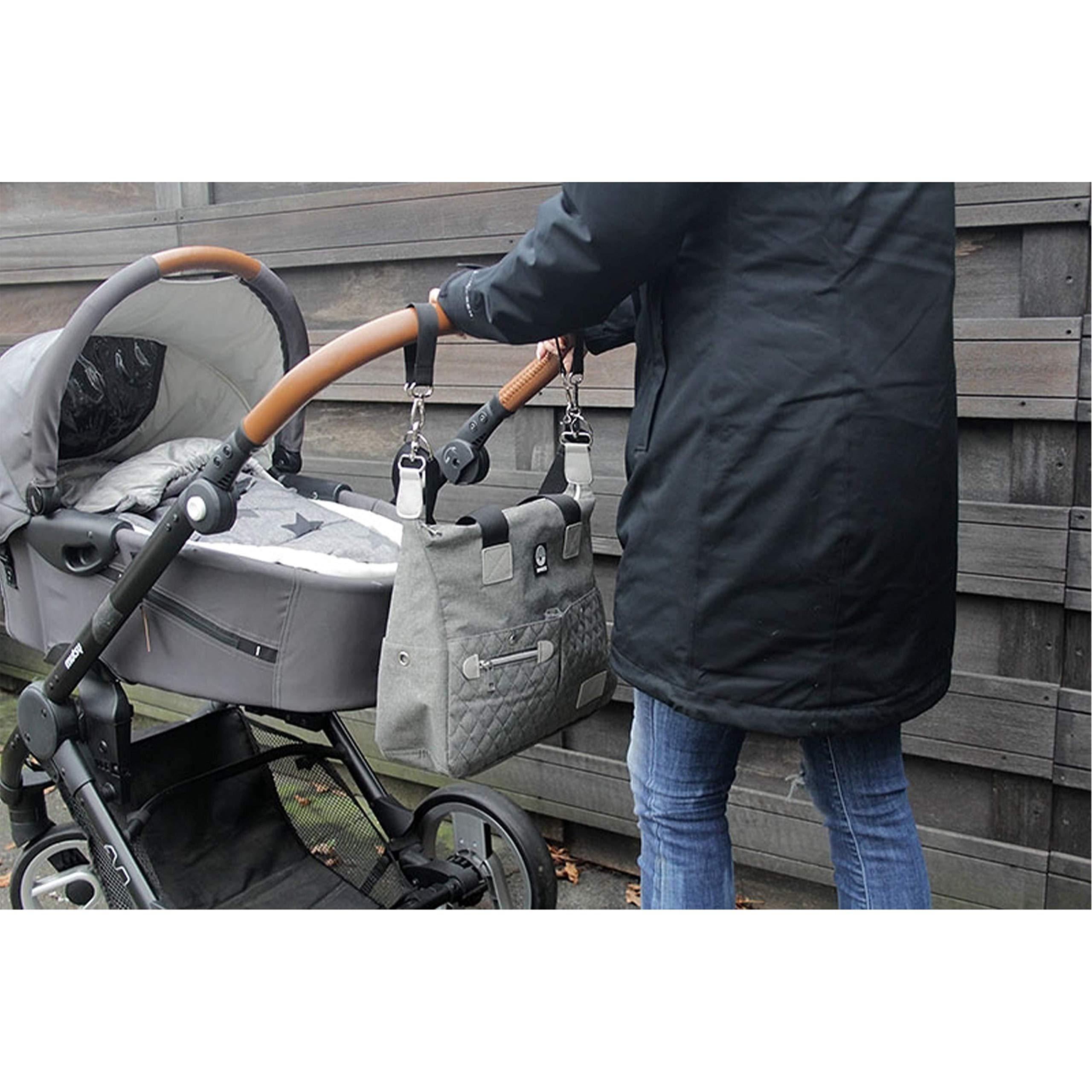 Dooky Diaper Wickeltasche Shoulder Bag grau Melange 8 Fächer