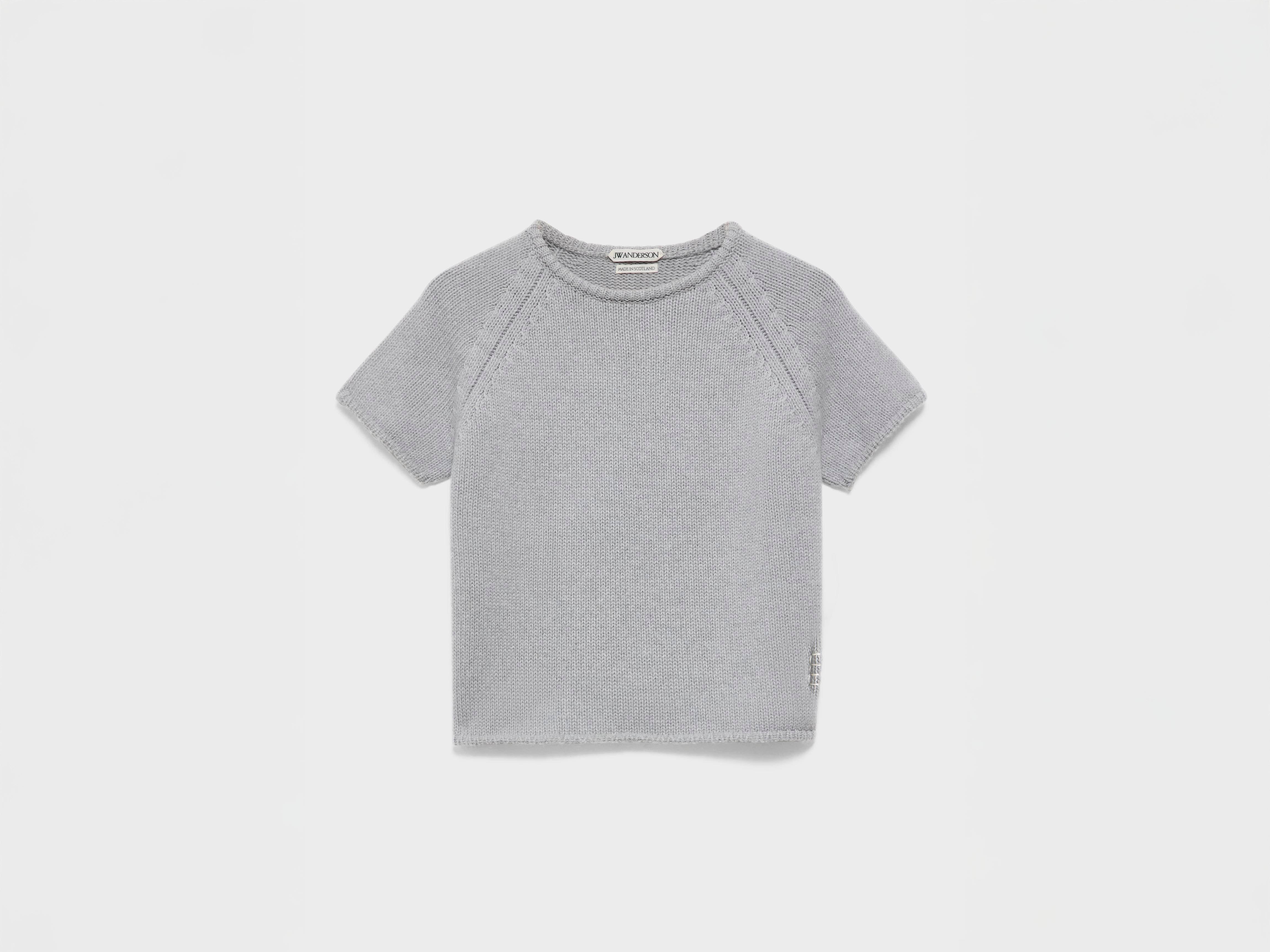 J.W.Anderson Knitwear Knitted T-Shirt Grau Melange Cashmere