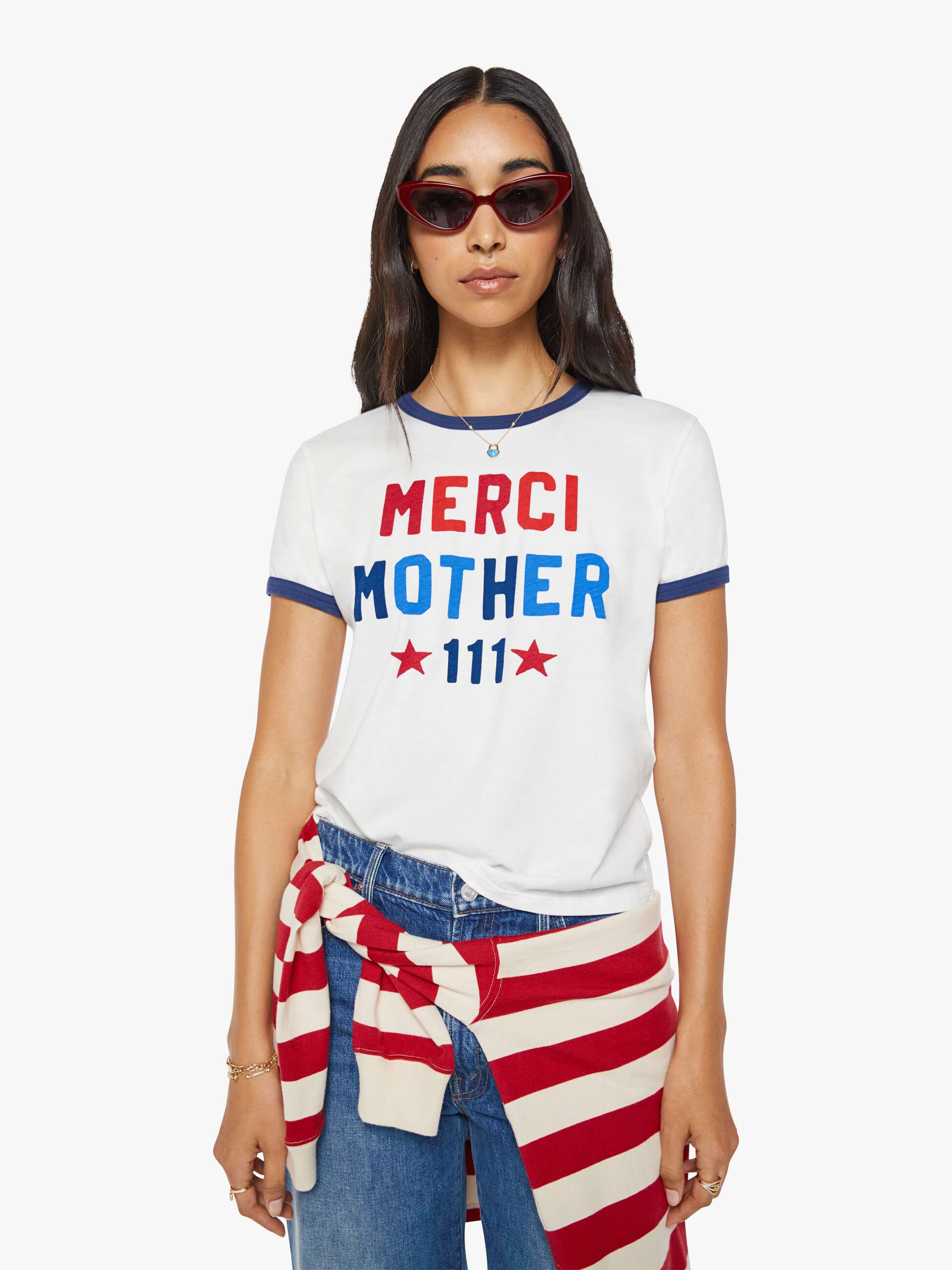 Mother Lil Goodie Ringer T-Shirt Weiß Supima Champions