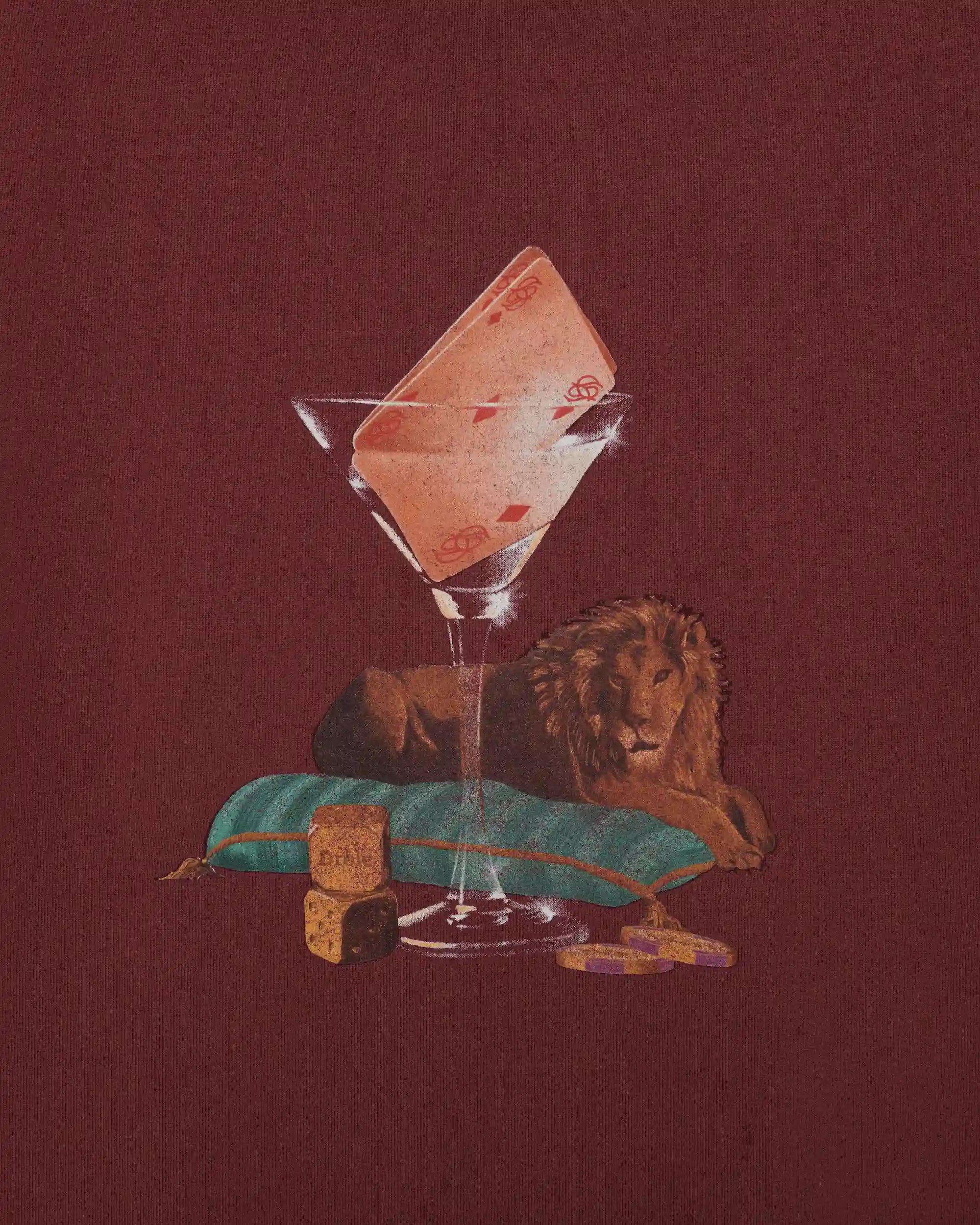 Drôle De Monsieur Glass Lion T-Shirt Bordeaux Baumwolle