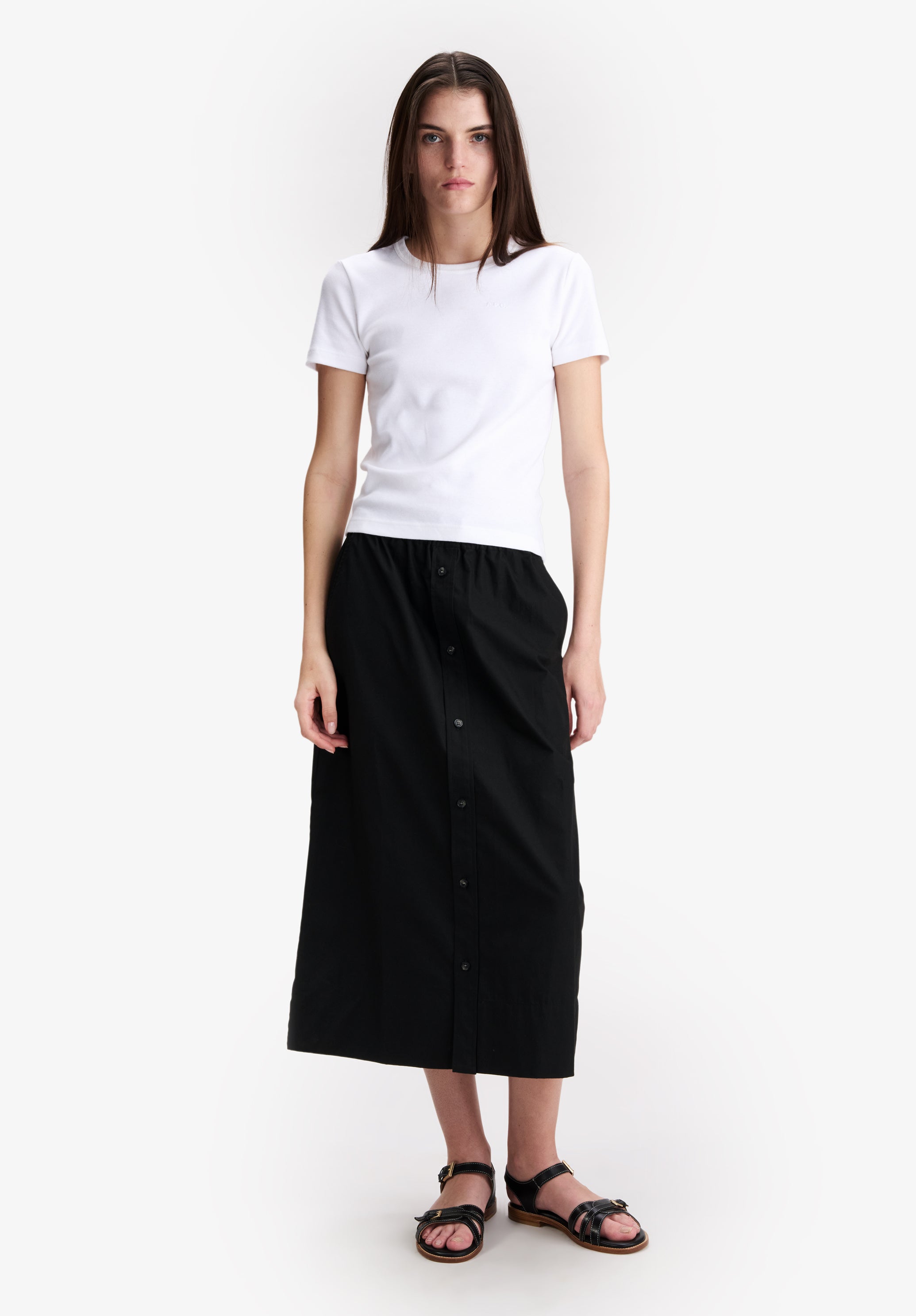 A.P.C. Rock Schwarz Bio-Baumwolle wadenlang Gr. 38