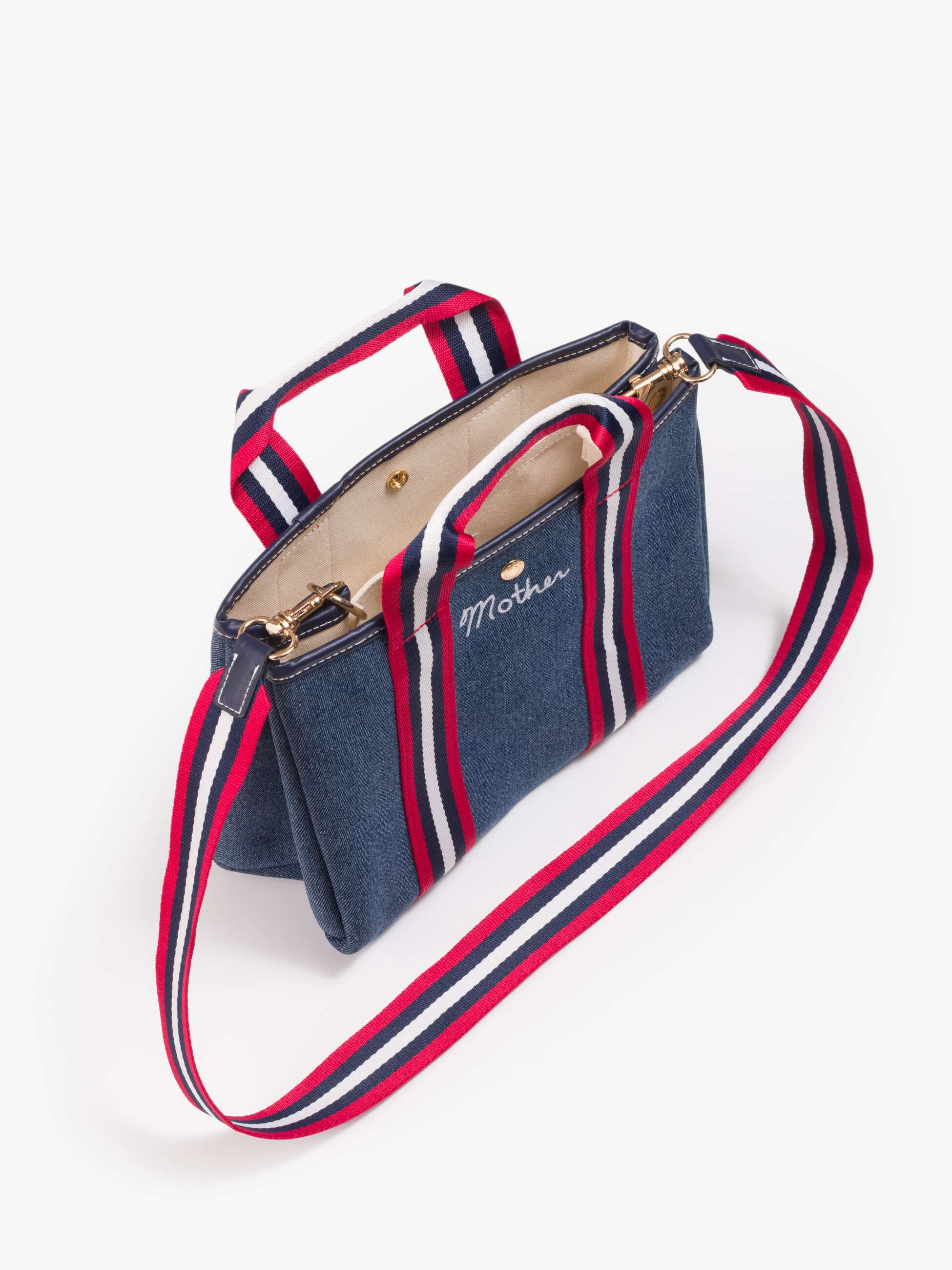 Mother The Mini Everywhere Tote Malibu Blue Denim Baumwolle