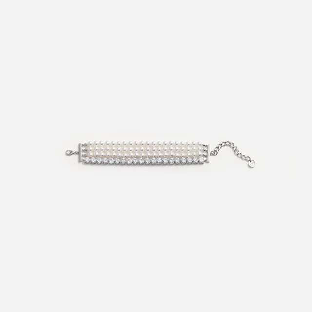 Self Portrait Pearl Diamante Armband Silber Perle