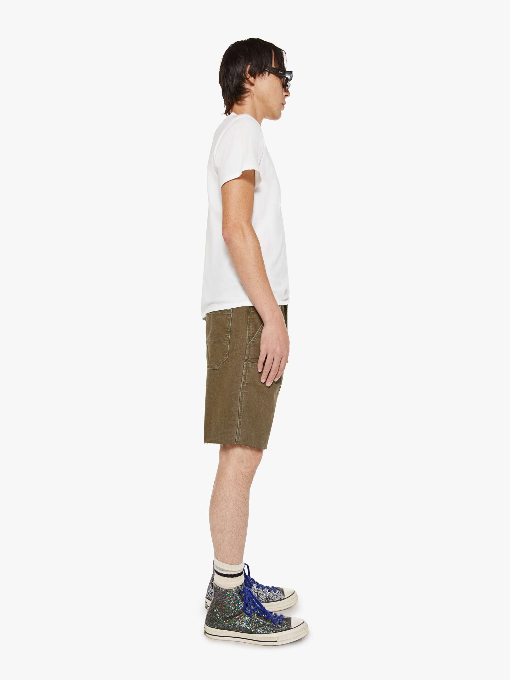 Mother The Bee's Knees Short Fray Shorts Olive Baumwolle